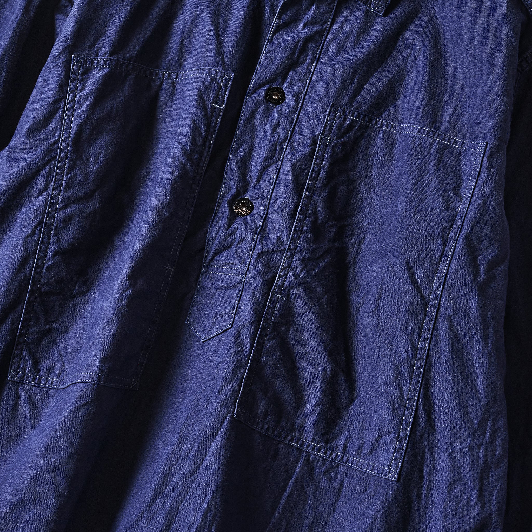 #1204-VMN Army Shirt : vintage sateen navy (23FW)