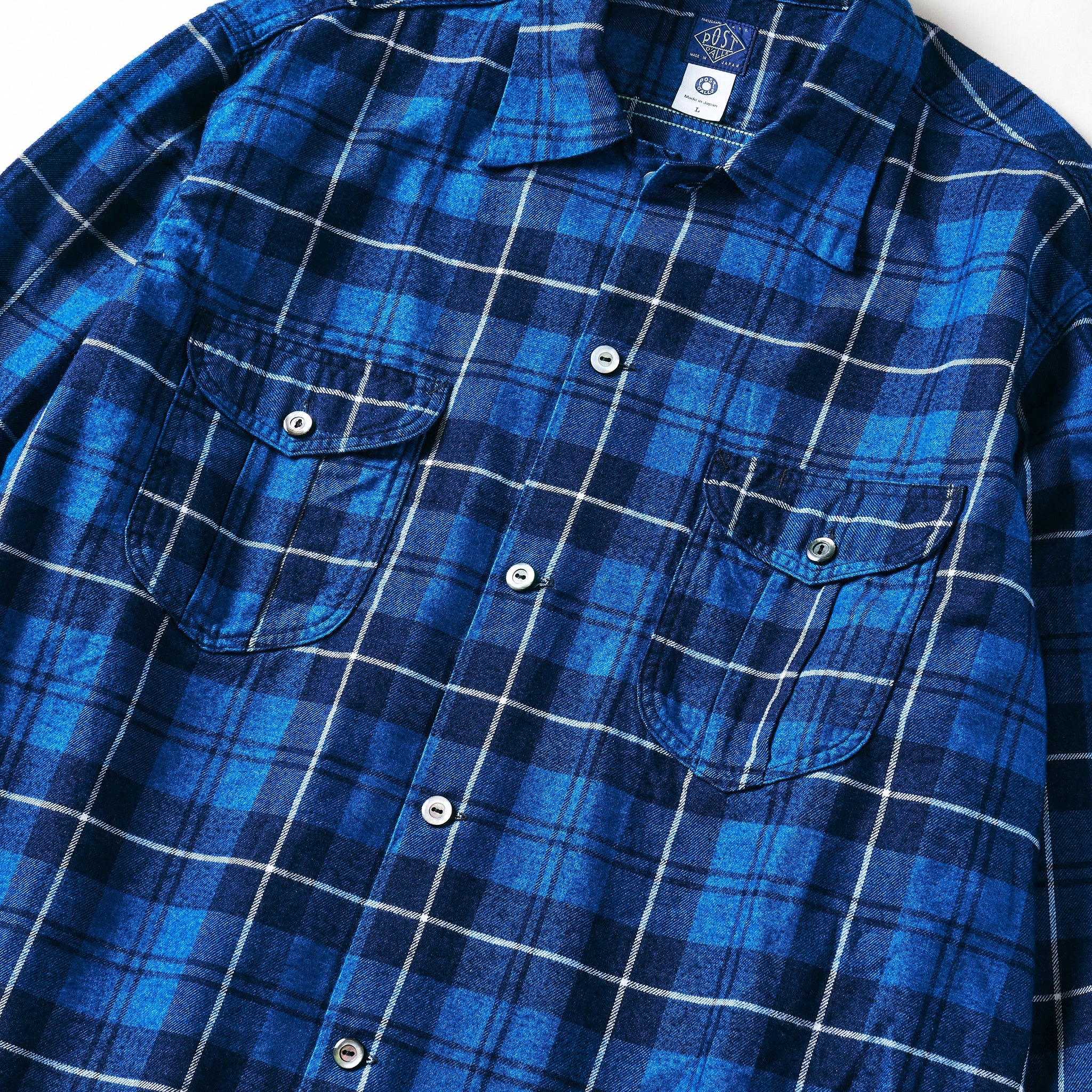 #1208-CF3 New Shirt : cotton flannel check indigo check 3