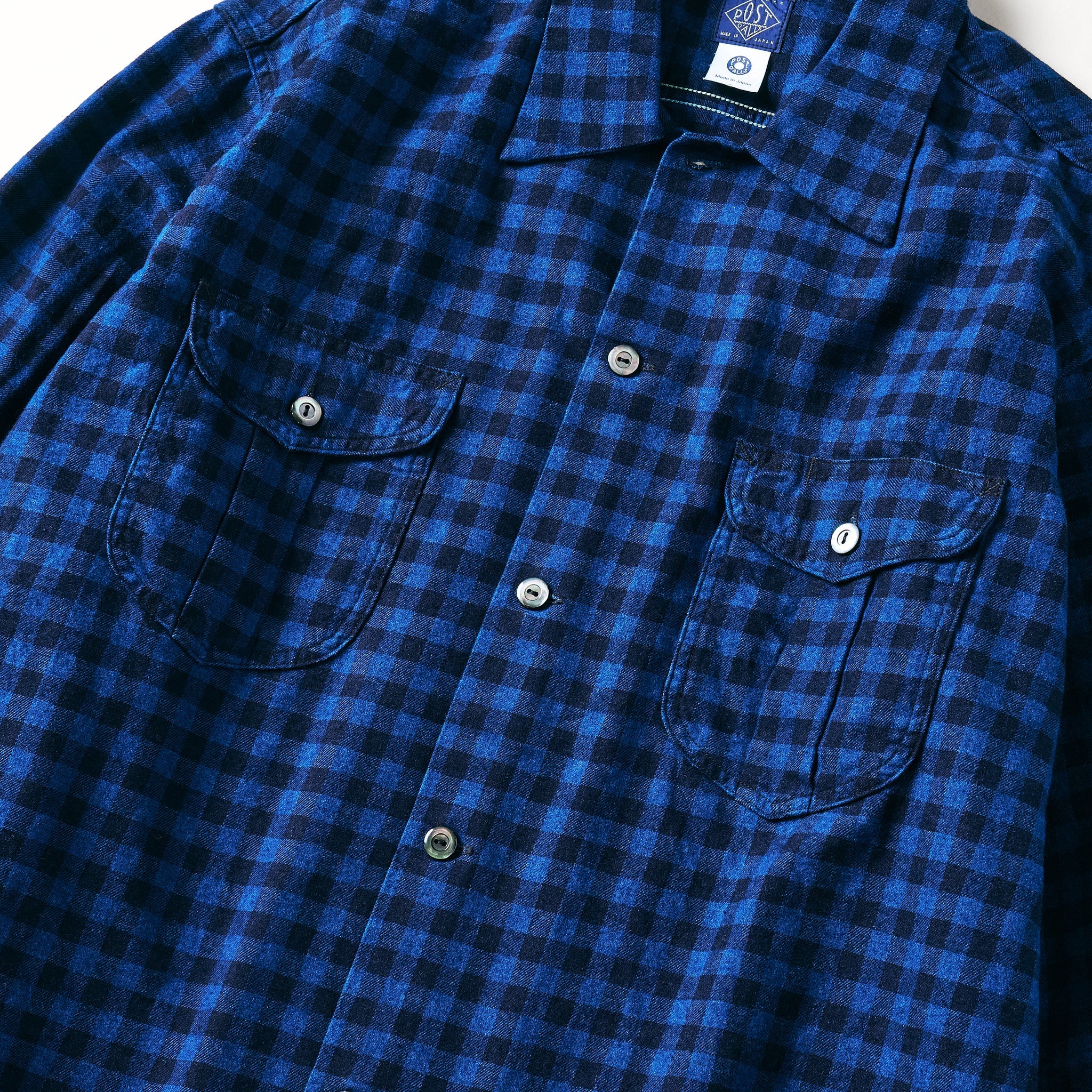 #1208-CF1 New Shirt : cotton flannel check indigo check 1
