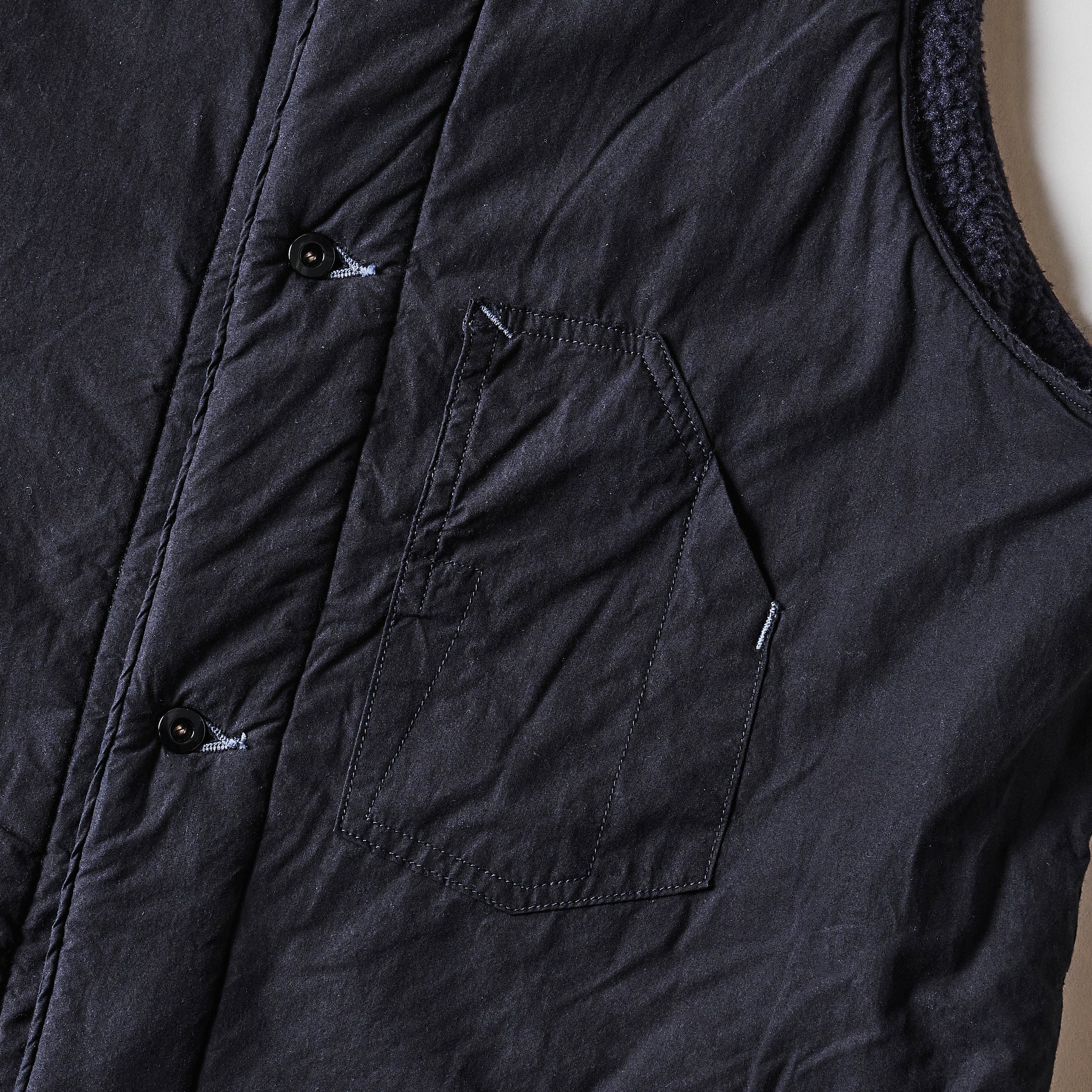 #1501-CPB 1 Pocket Vest (Fleece Lined) : cotton typewriter cloth x Polar Tech Sherpa black