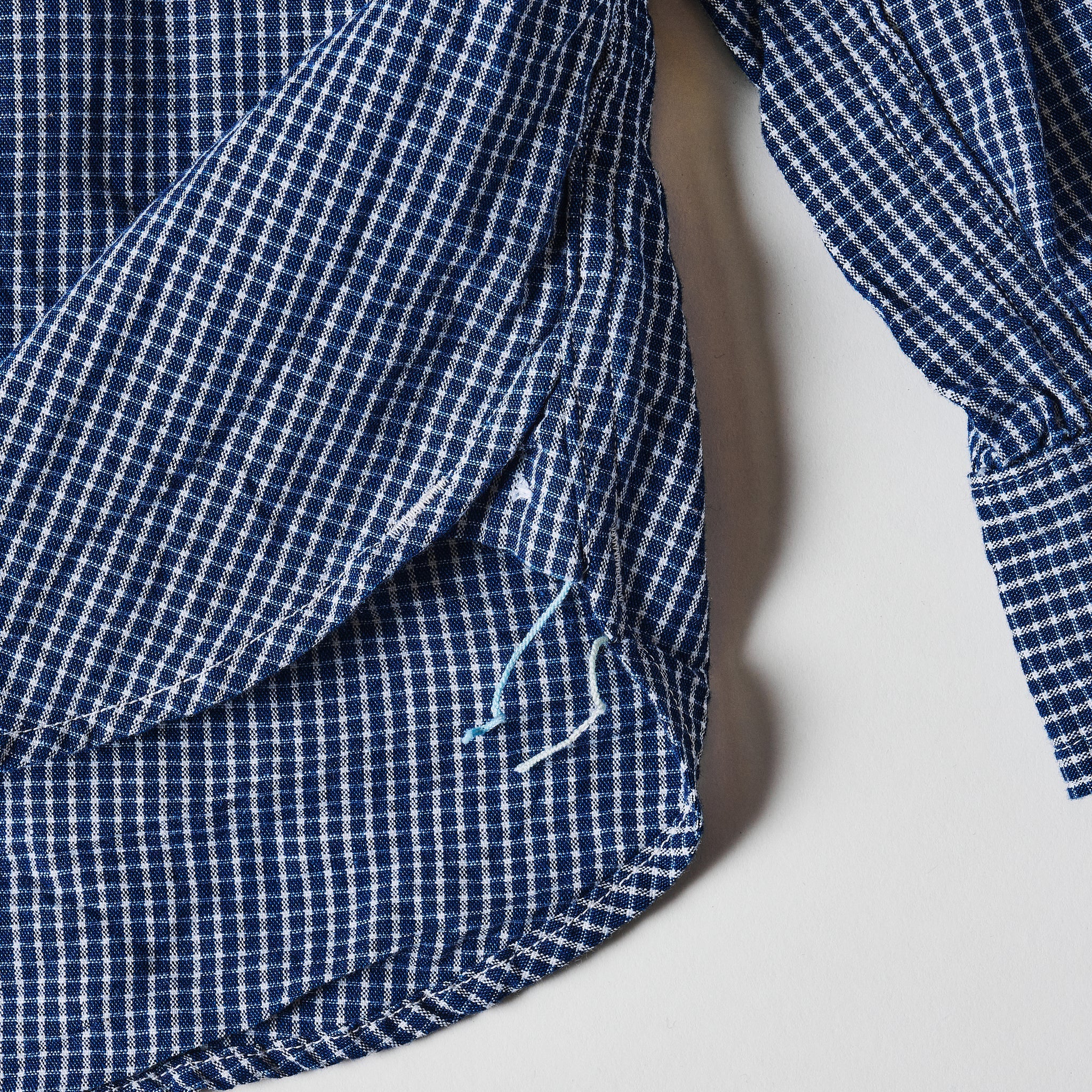 #1203-IC1 Band collar shirt : indigo check 1 (23FW)