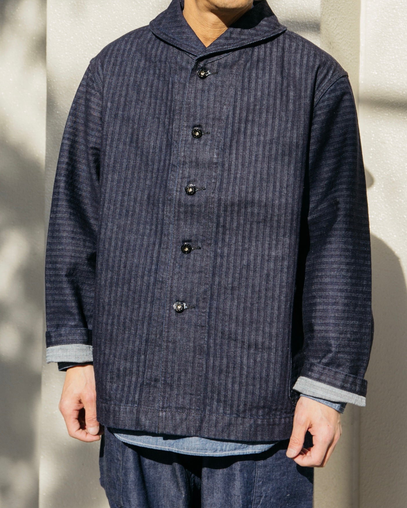 #2114R-HBDI NAVY-BLU-R : herringbone denim indigo