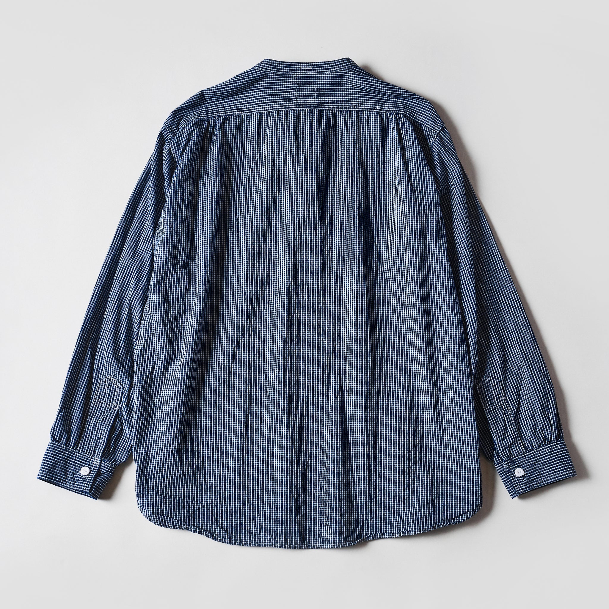 #1203-IC1 Band collar shirt : indigo check 1 (23FW)