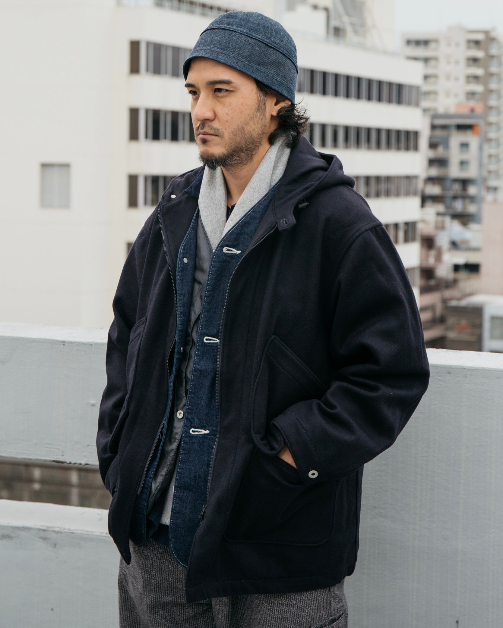 #3112-WM2 DEE Parka 3 : wool melton dk. Navy