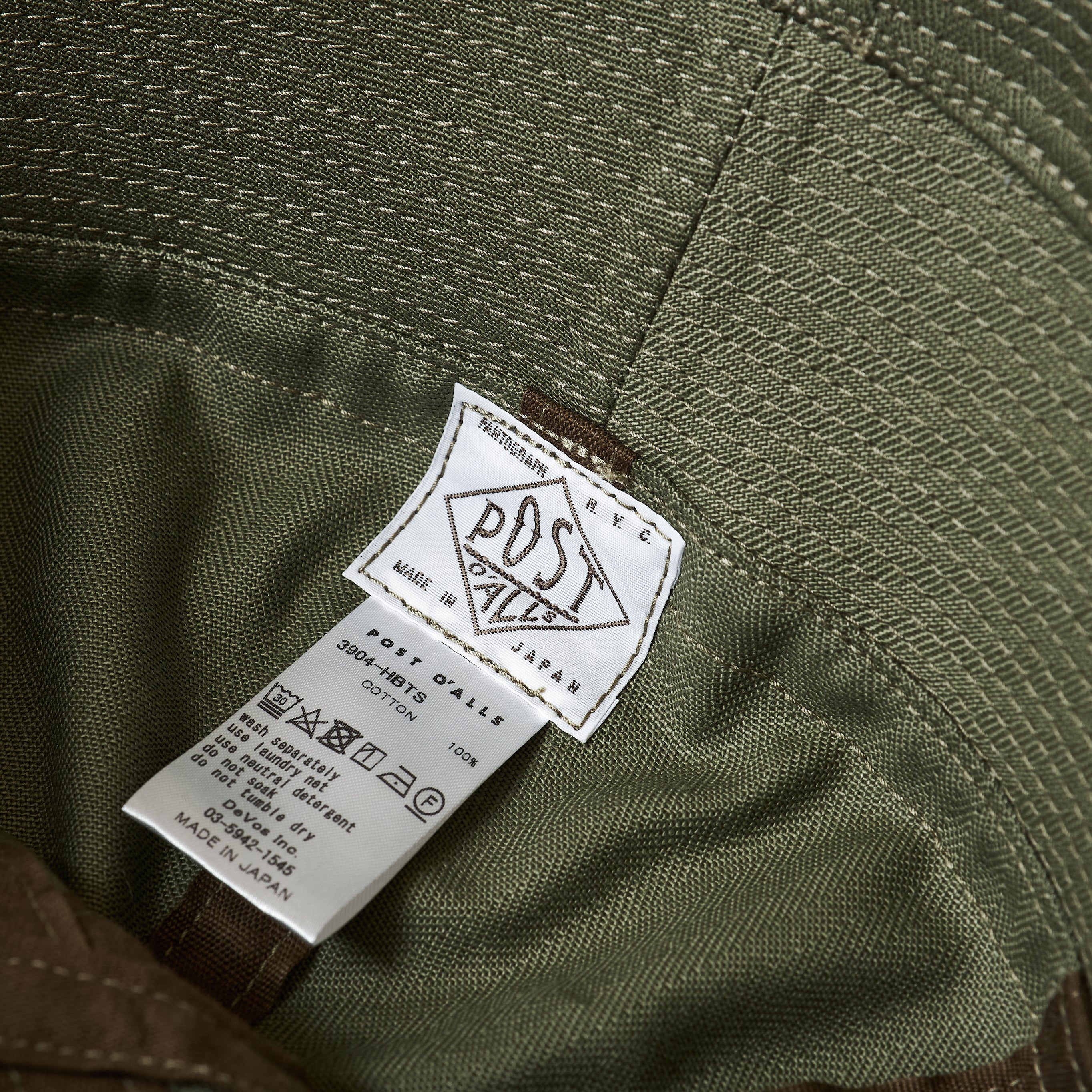 #3904-HBTS POST Sailor Hat : cotton HBT sage green