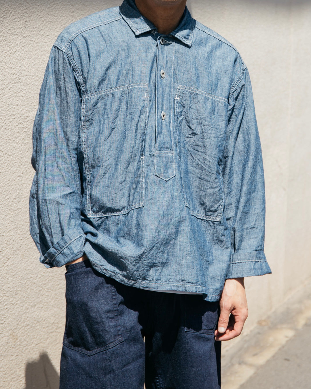 POST O'ALLS ARMY SHIRT chambray indigo | eBay
