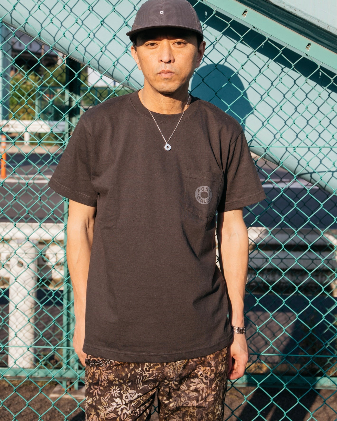 #3005 ESS pocket tee : cotton jersey charcoal grey print (Shop Special)