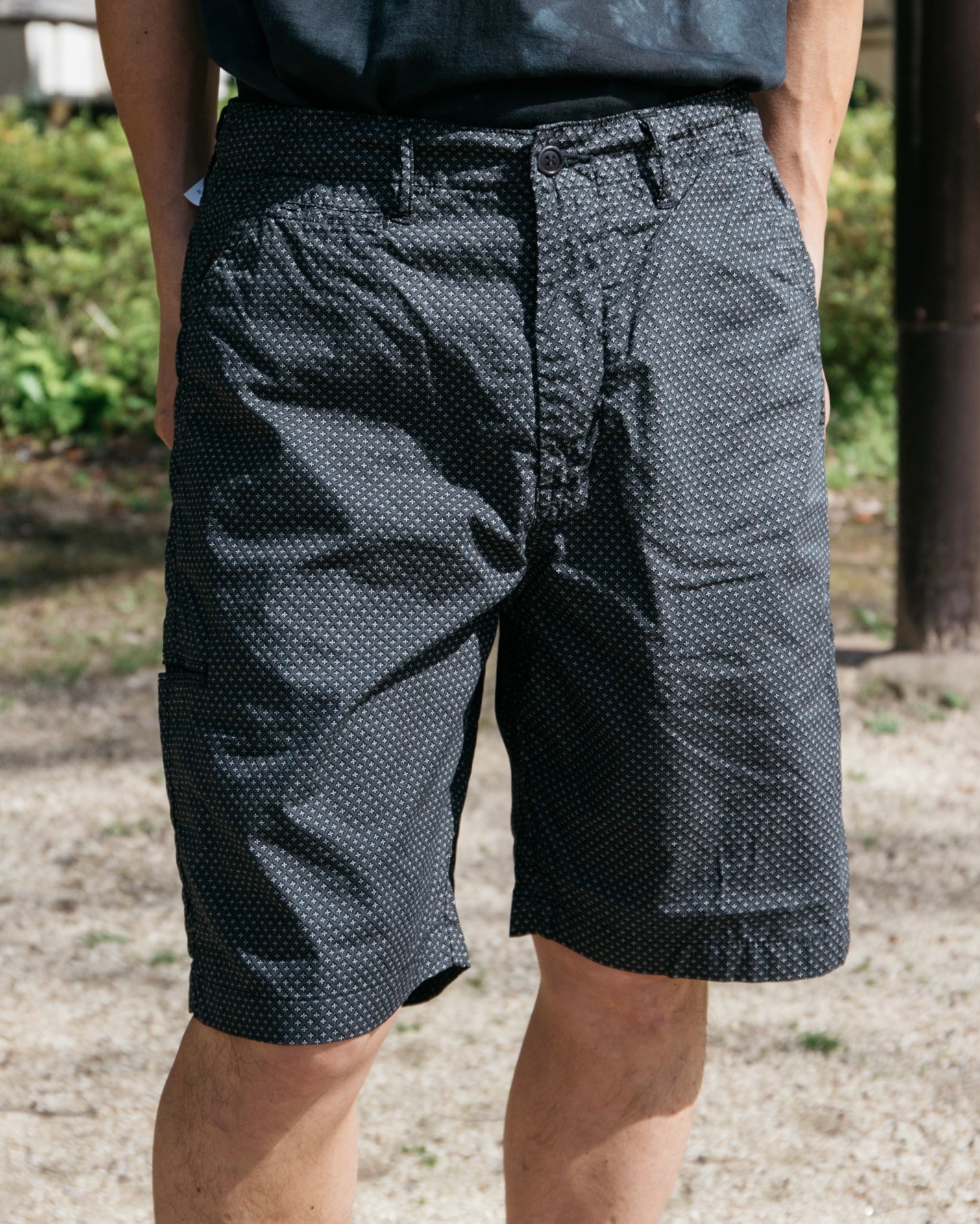 #3303S-CP Citi-Cruz Chino Shorts : crest print grey