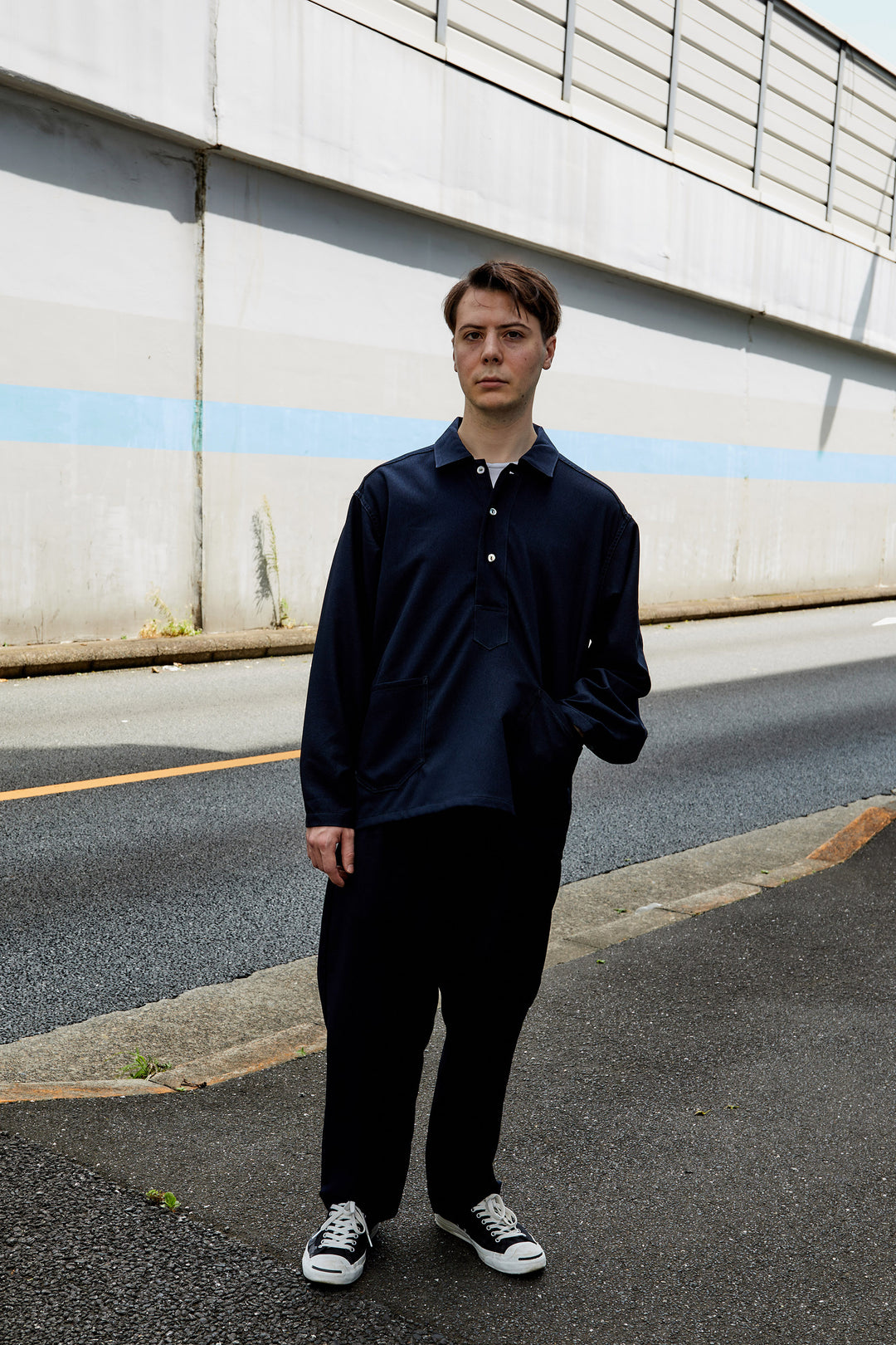 EUROKENVY Stretch Twill Slacks NAVY XLサイ ELASTICATED COTTON TAPERED TROUSERS - NAVY | COS