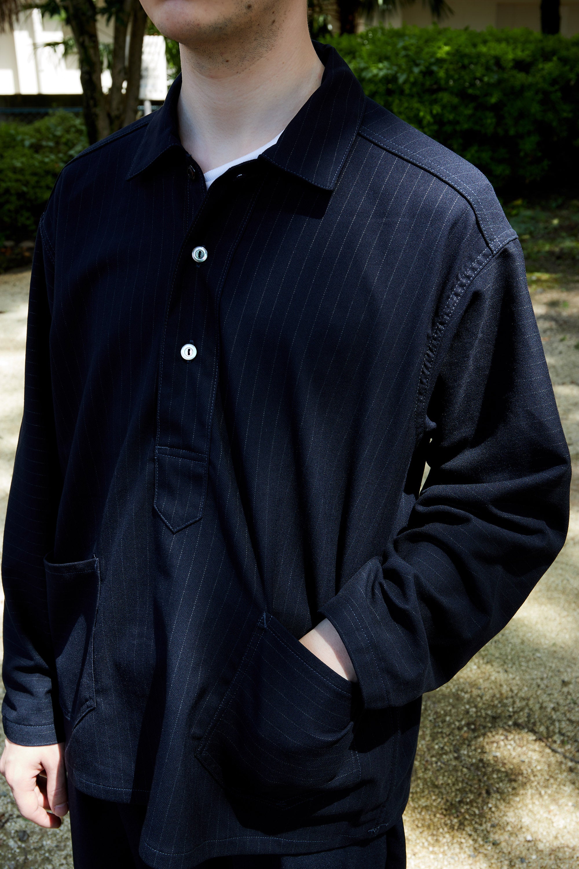 #3207-PSS CRAFTMASTER 3 : poly suiting stripe navy