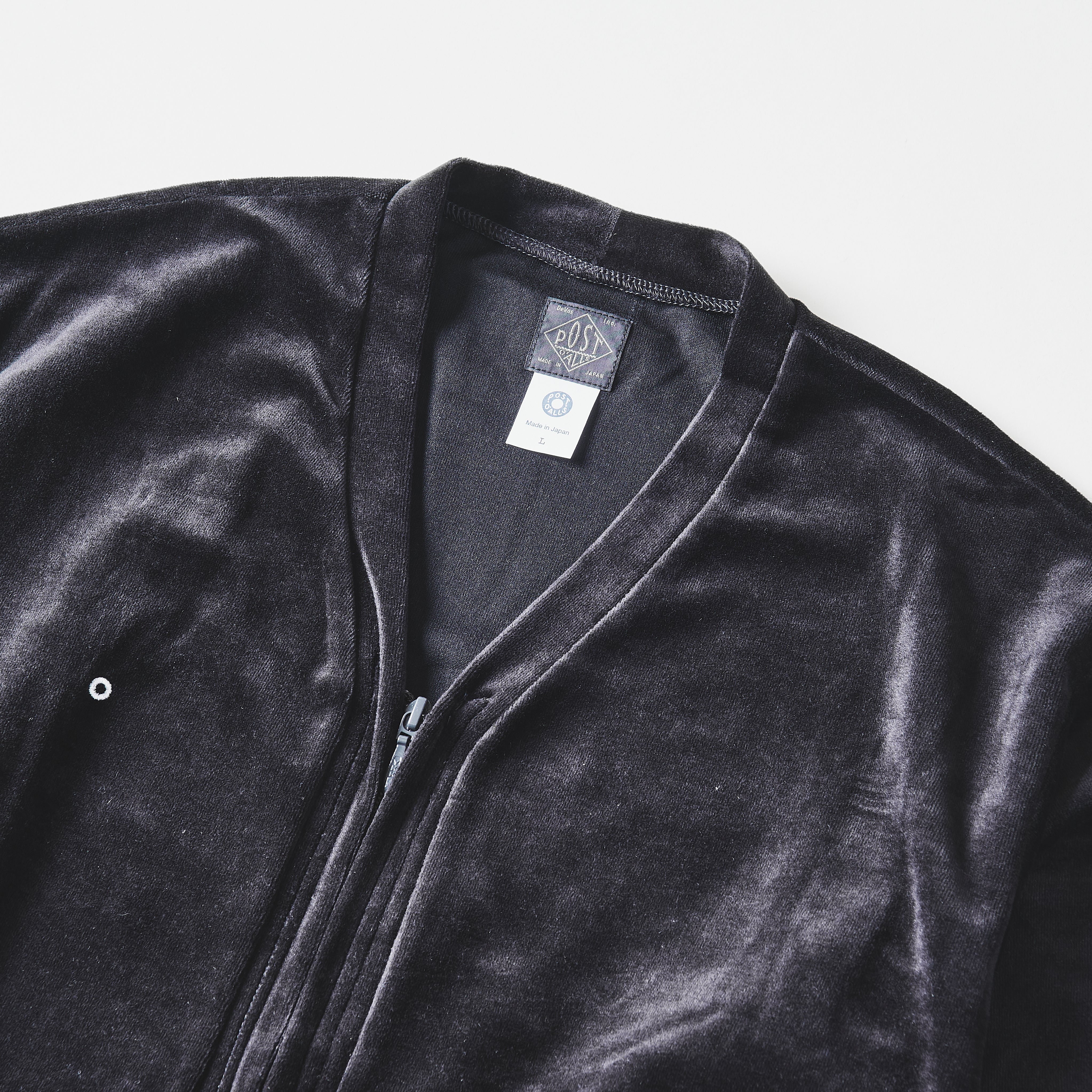 #3609-V3 E-Z Zip Cardigan : poly/cotton velour black (Shop Special)