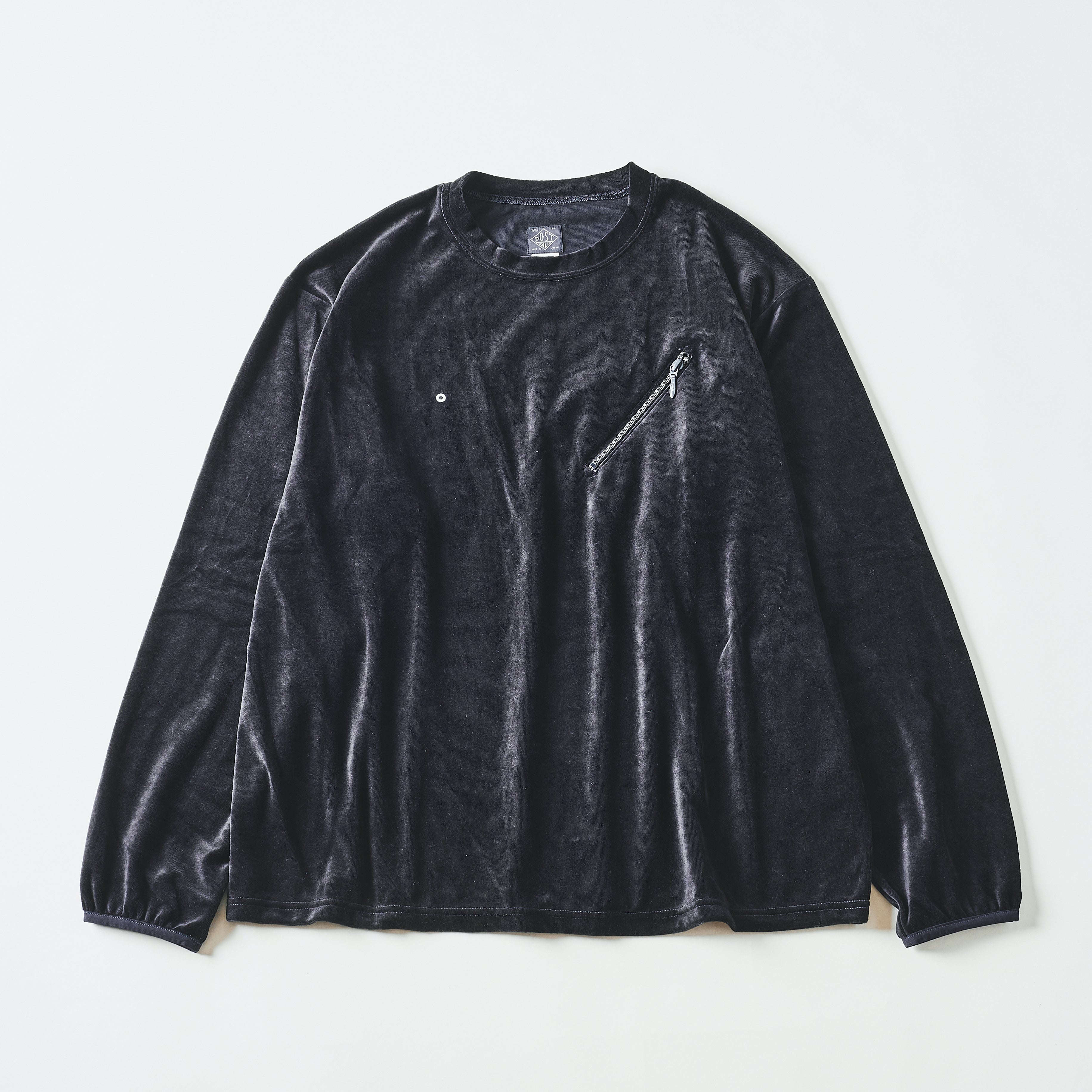#3612-V3 E-Z Long Sleeve Tee 2 : poly/cotton velour black (Shop Special)
