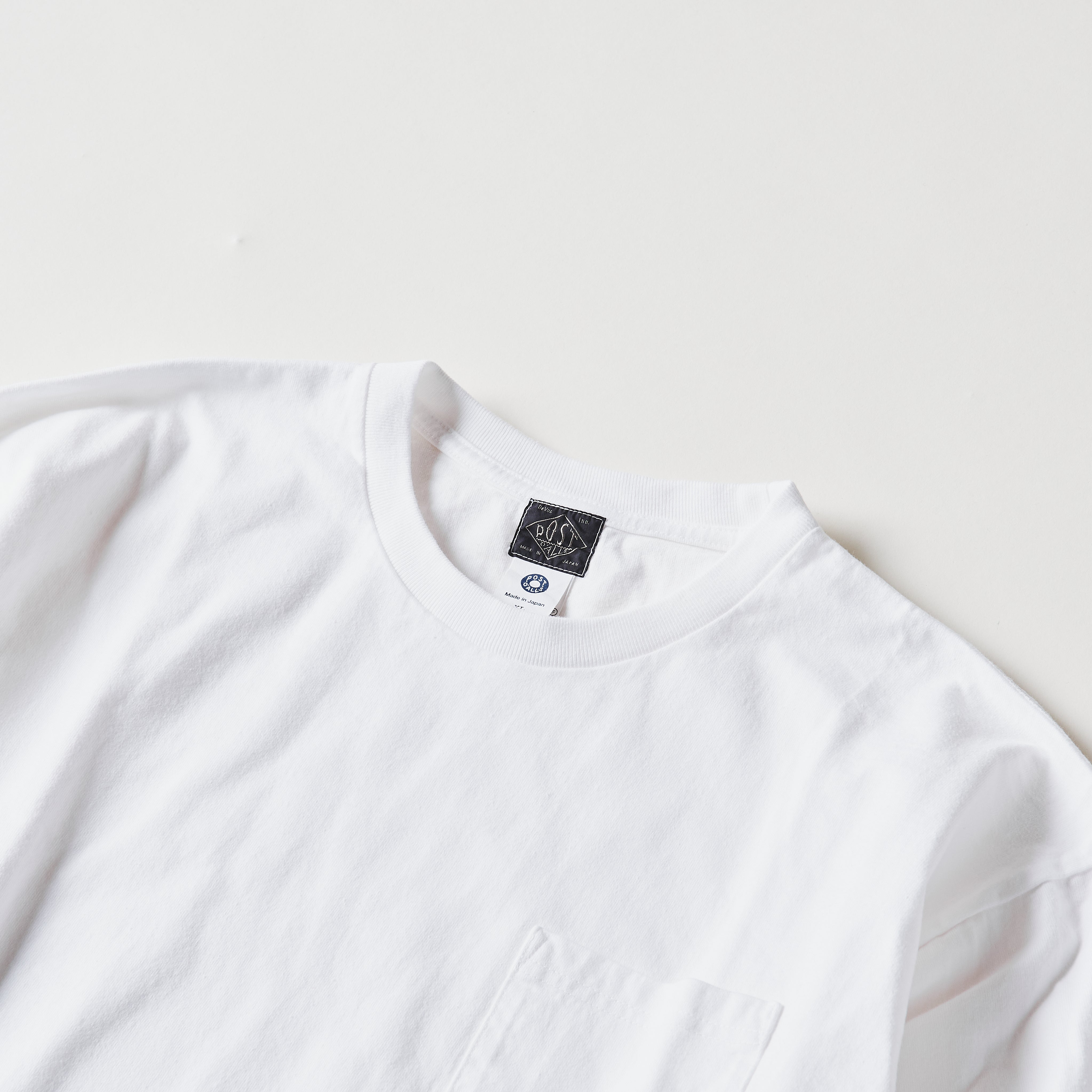 #3616-HJW Crew Pocket Long Sleeve Tee : heavyweight jersey white