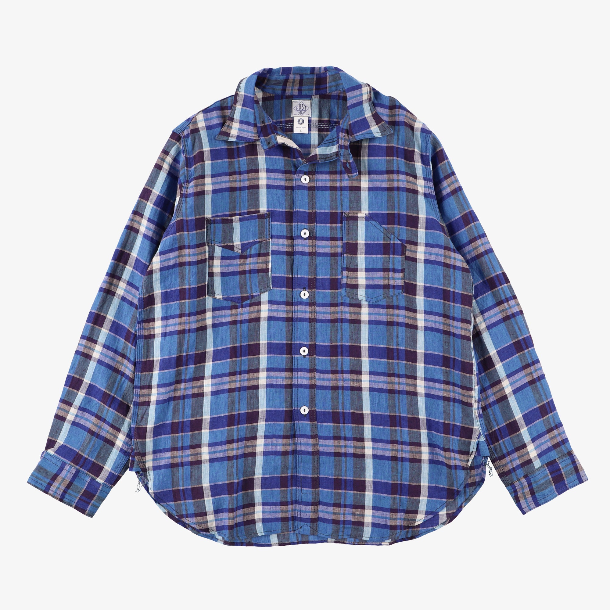 #3201 1102 Shirt LP2 : linen plaid blue