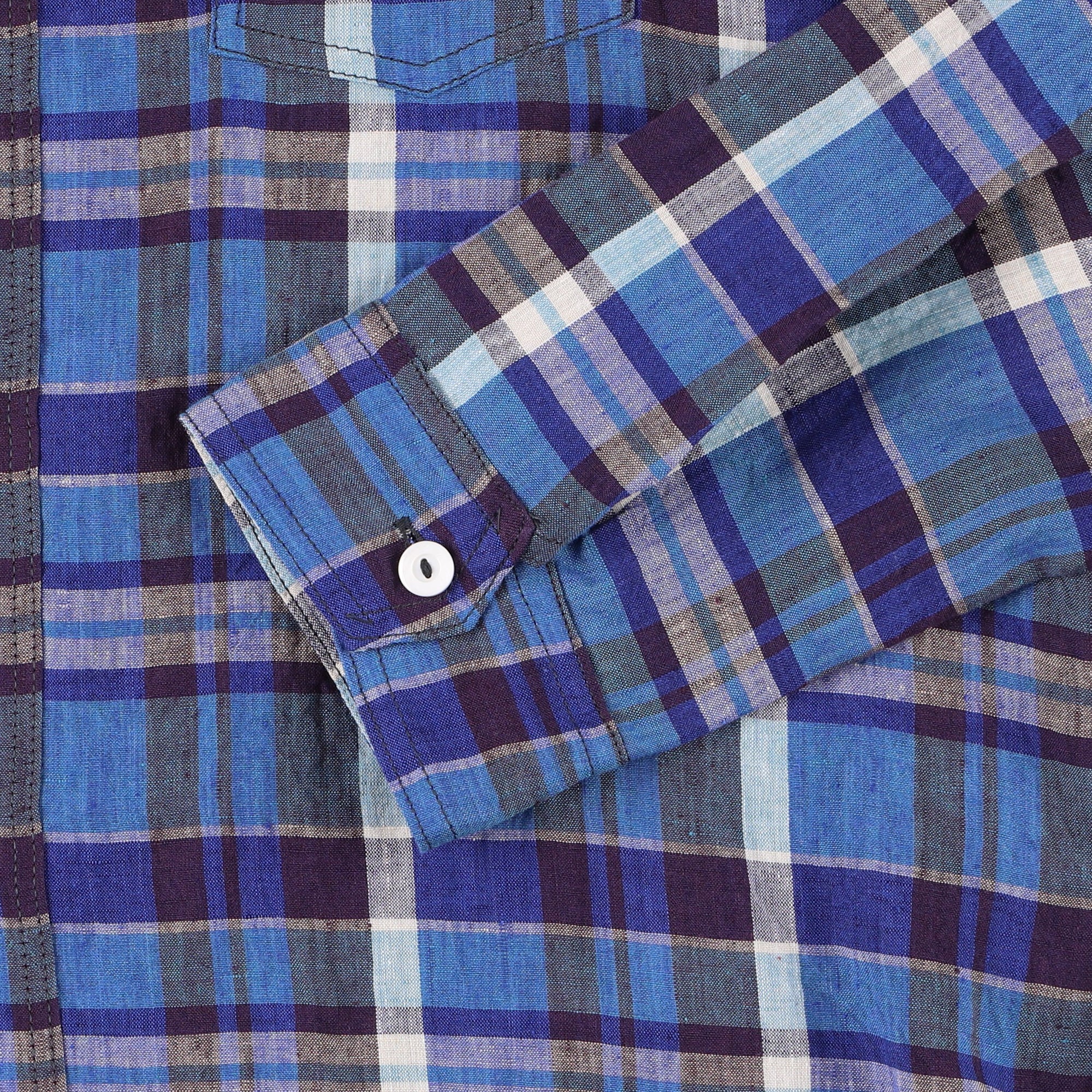 #3201 1102 Shirt LP2 : linen plaid blue