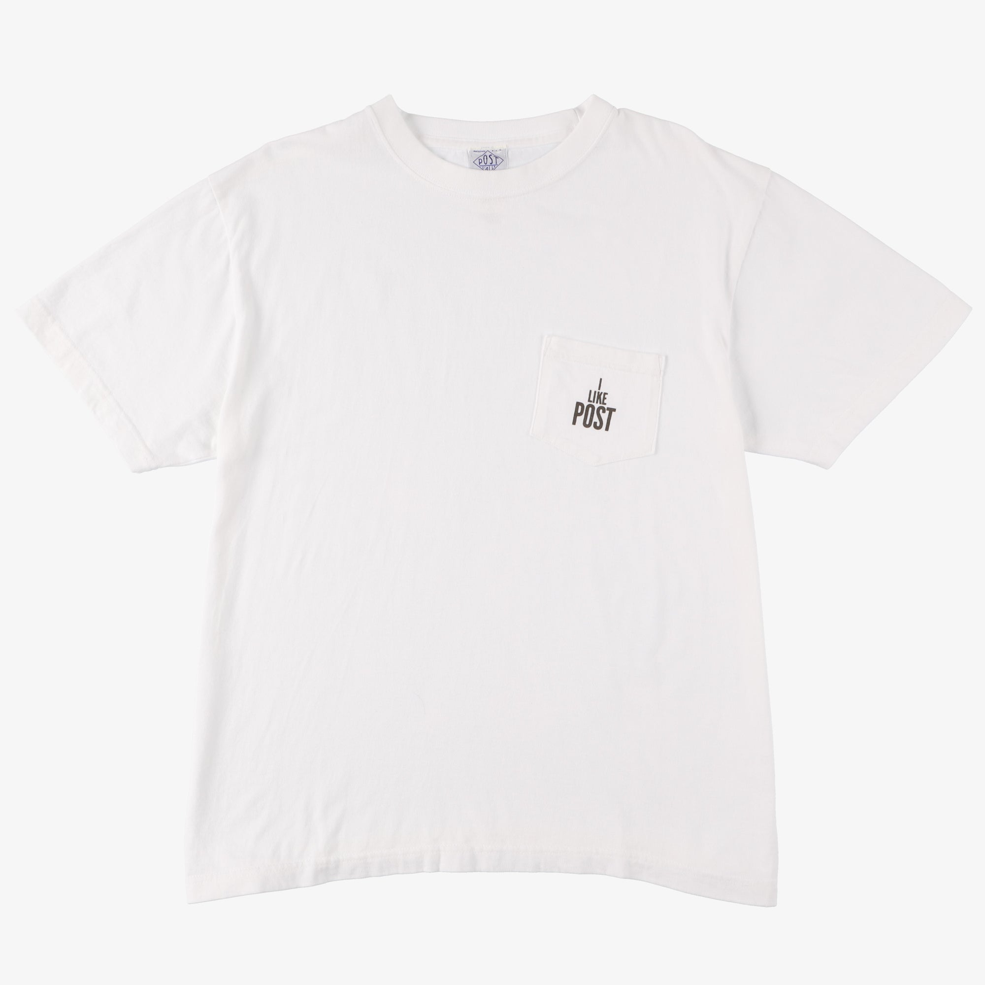 #3004 I LIKE POST pocket Tee 1 : cotton jersey white x dk grey