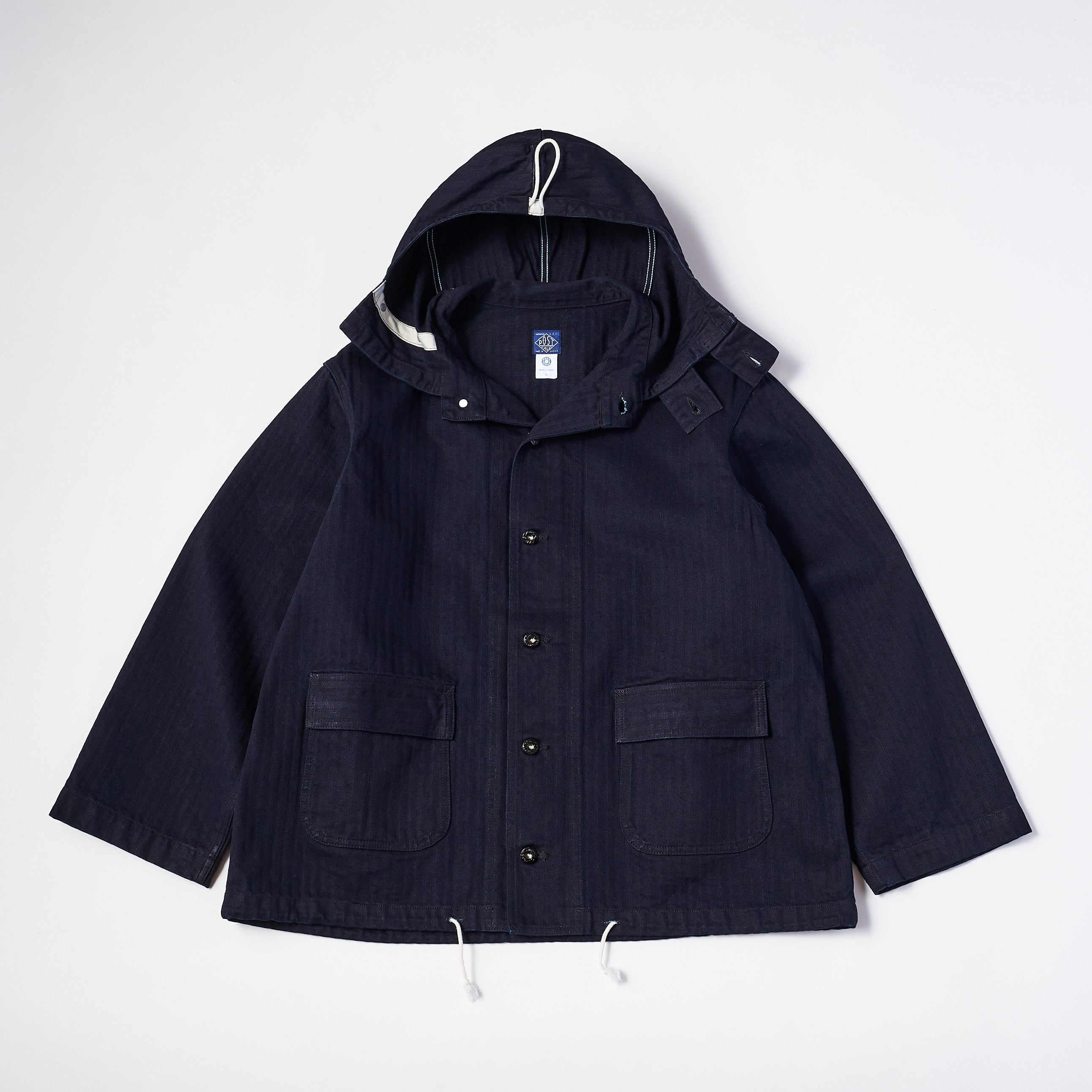 #1114R NAVY Parka 3-R HBDN : herringbone denim navy