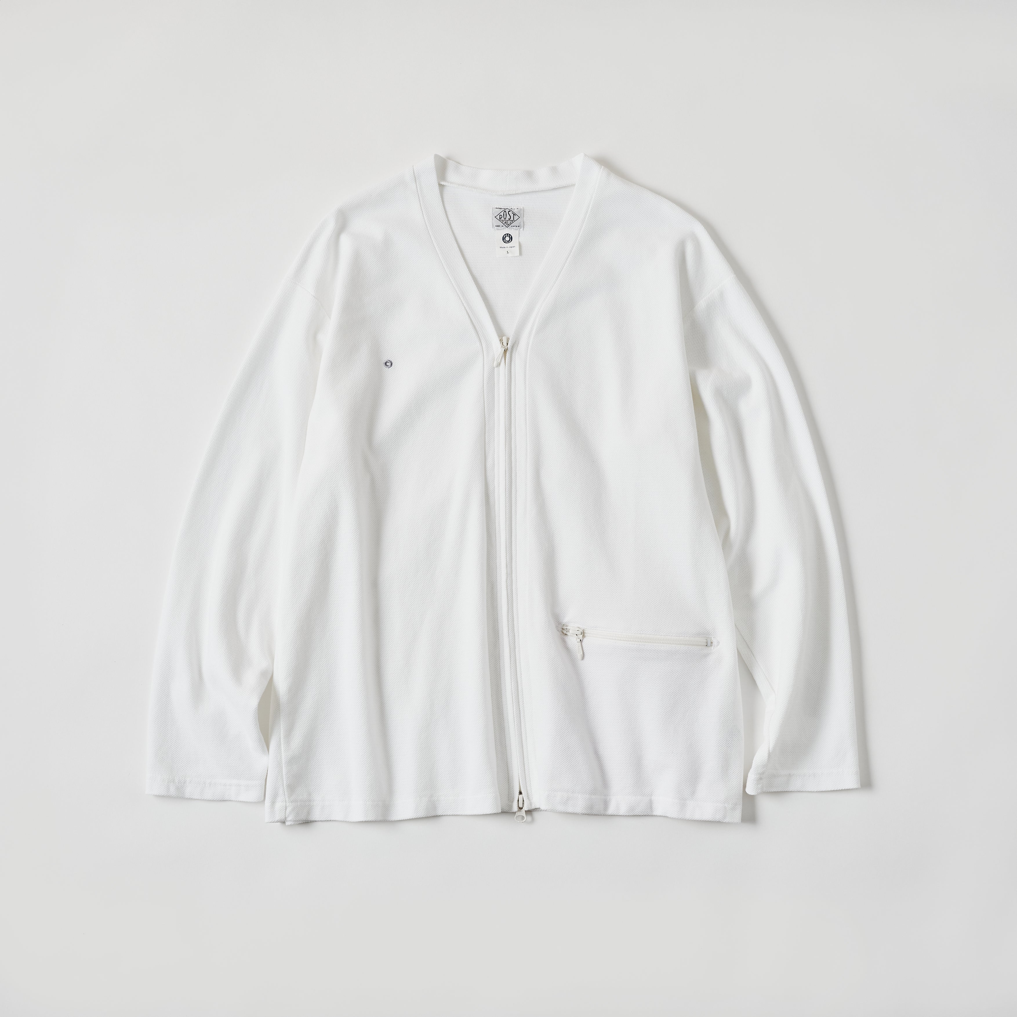 #3609-WWP E-Z Zip Cardigan : honeycomb pique white (Shop Special)