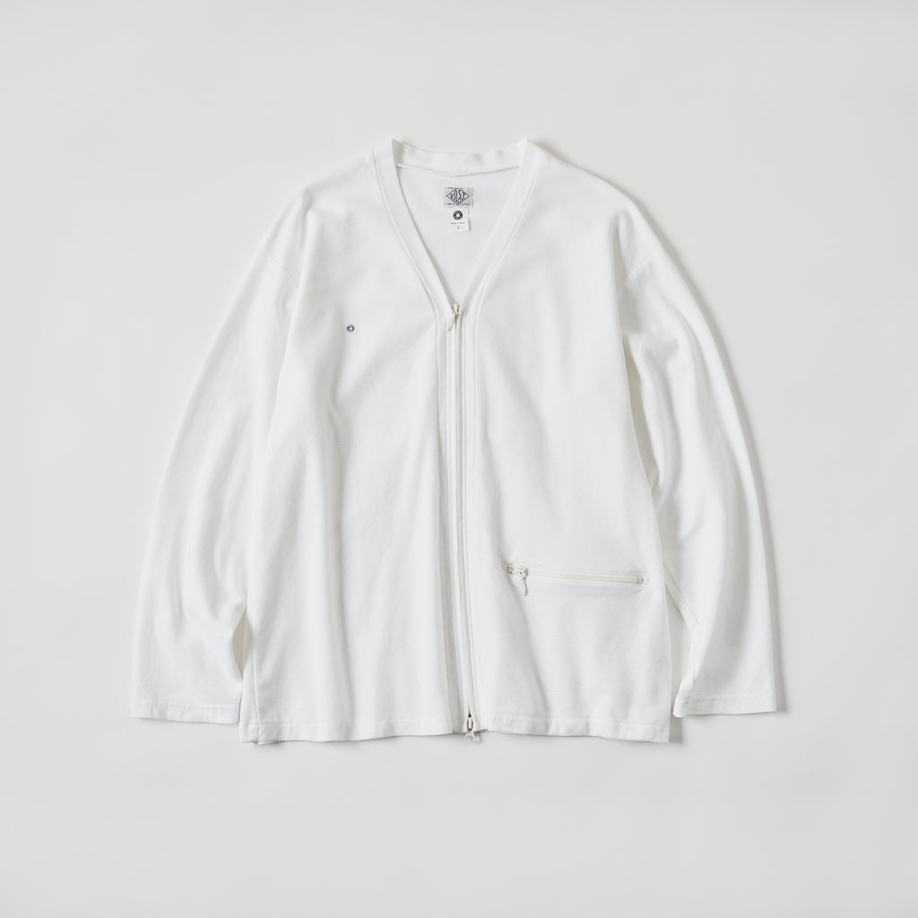 3609-WWP E-Z Zip Cardigan : honeycomb pique white (Shop