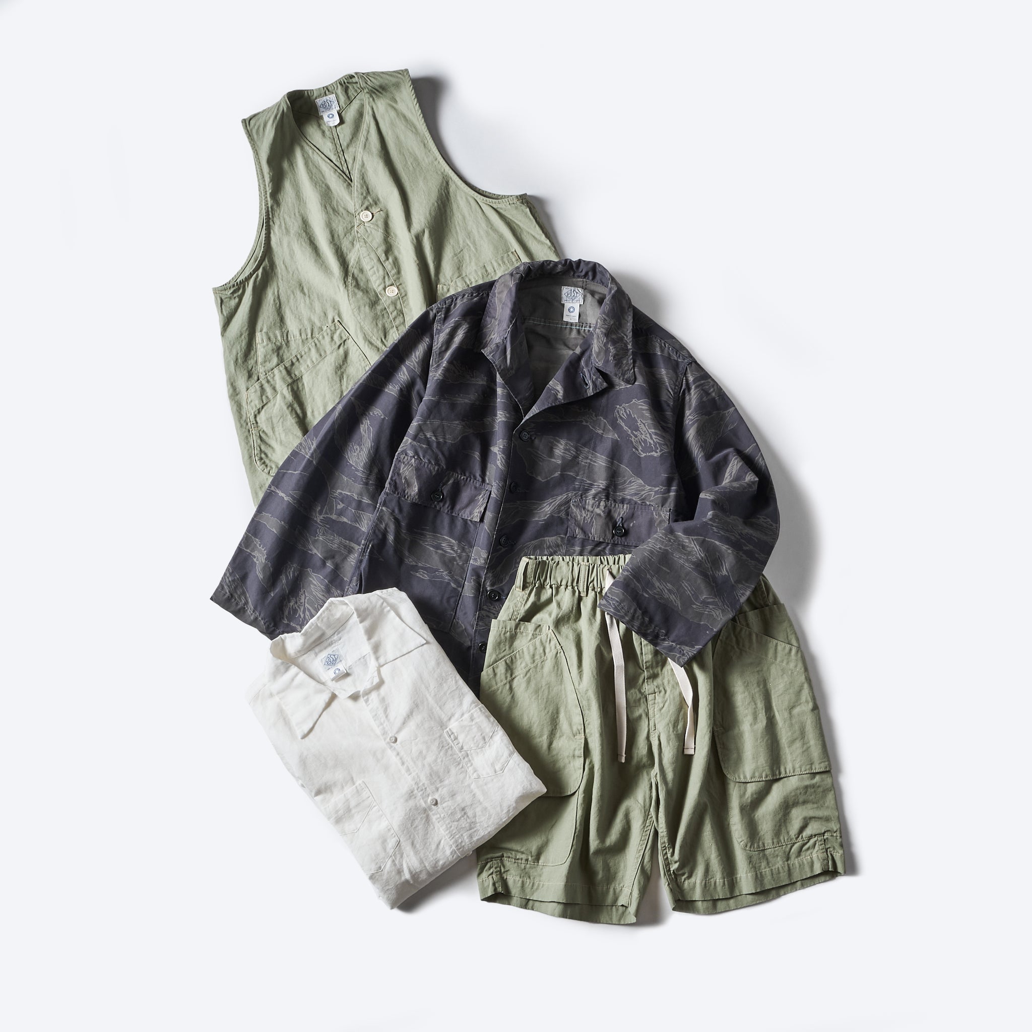 [PRE-ORDER SUMMER] #2323E-HCP2 ​​EZ DEE's Shorts : hemp/cotton poplin sage
