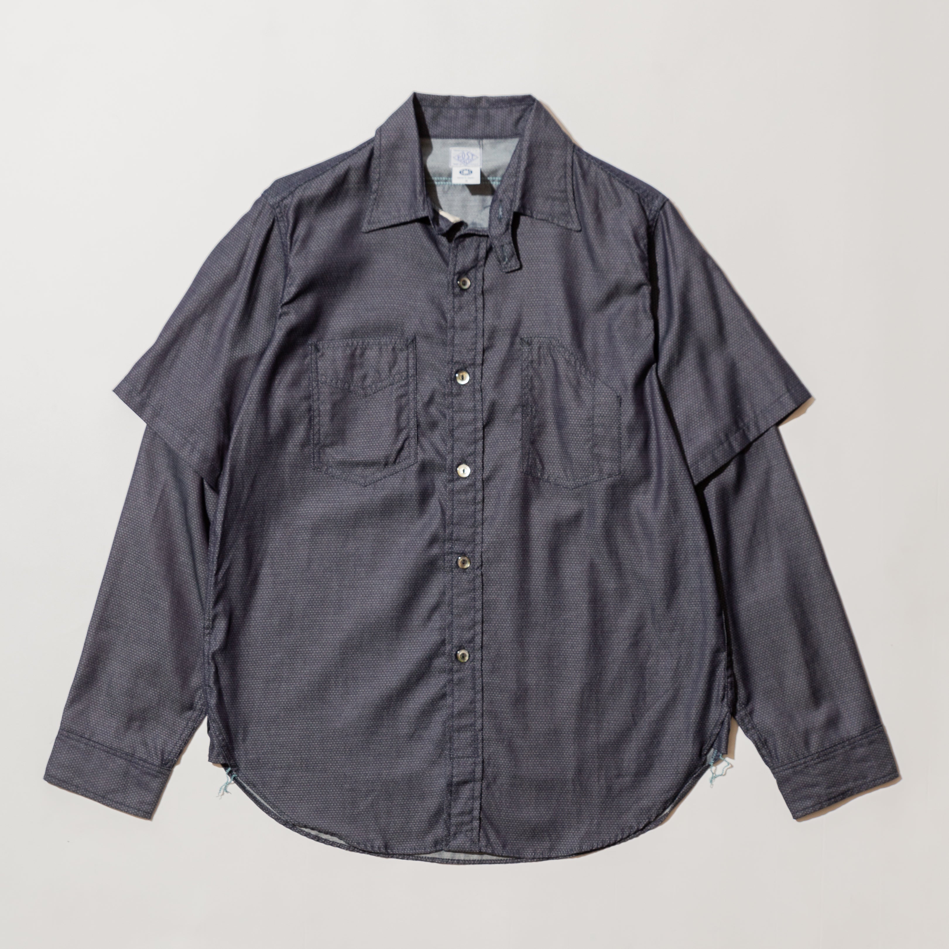 #3201B-CJ1 1102 shirt-R + Half : cotton jaquard indigo