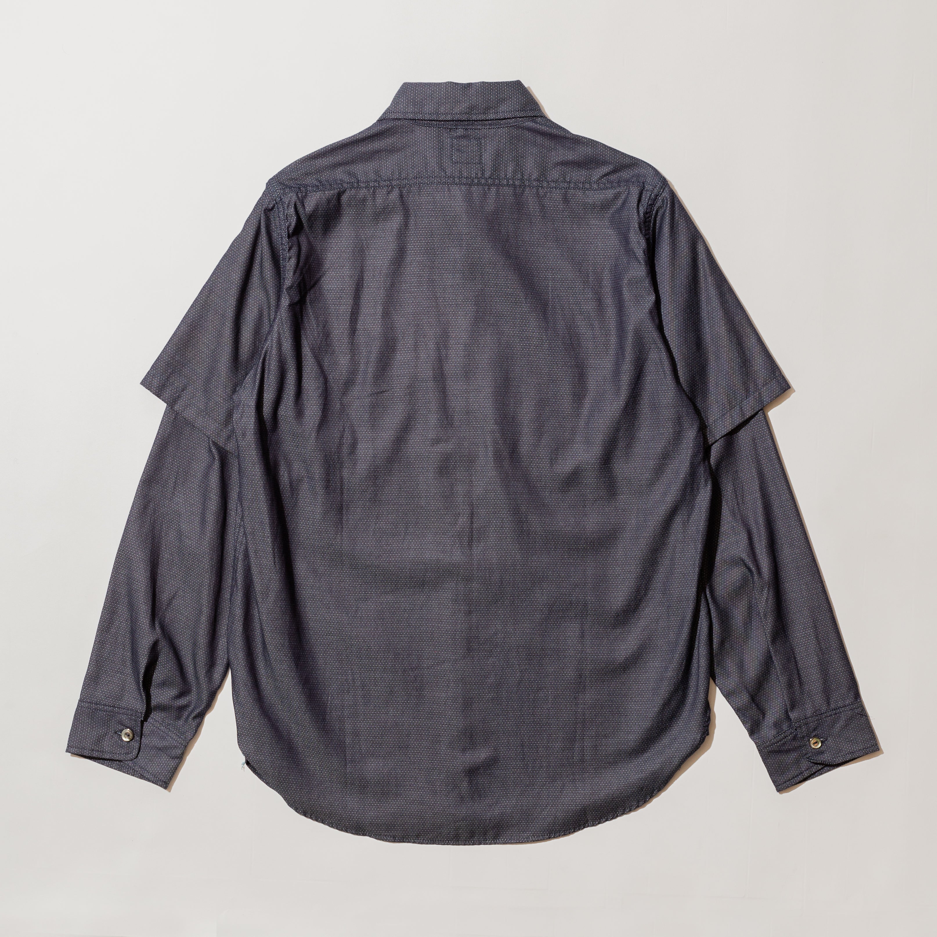 #3201B-CJ1 1102 shirt-R + Half : cotton jaquard indigo