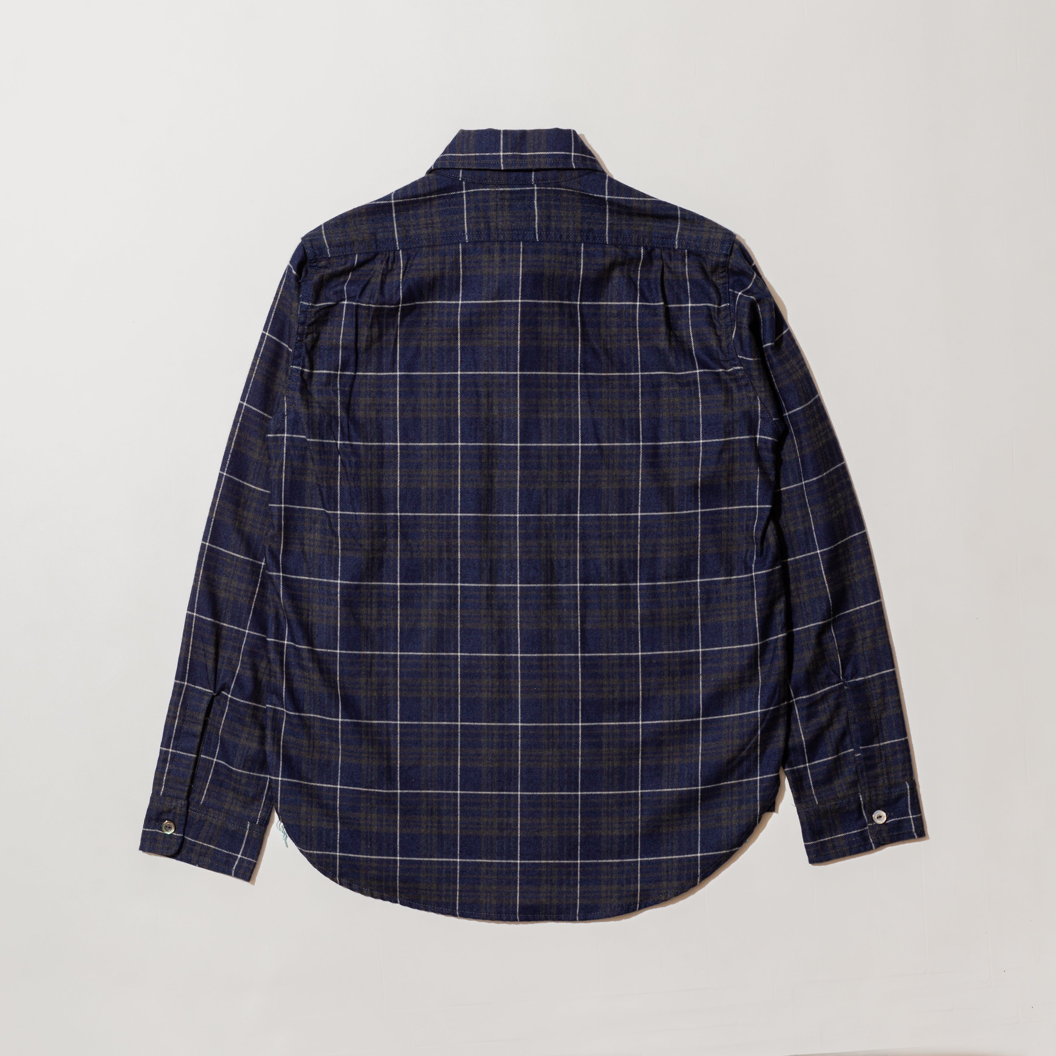 #3202 The POST 5 PF2 : plaid flannel indigo x grey