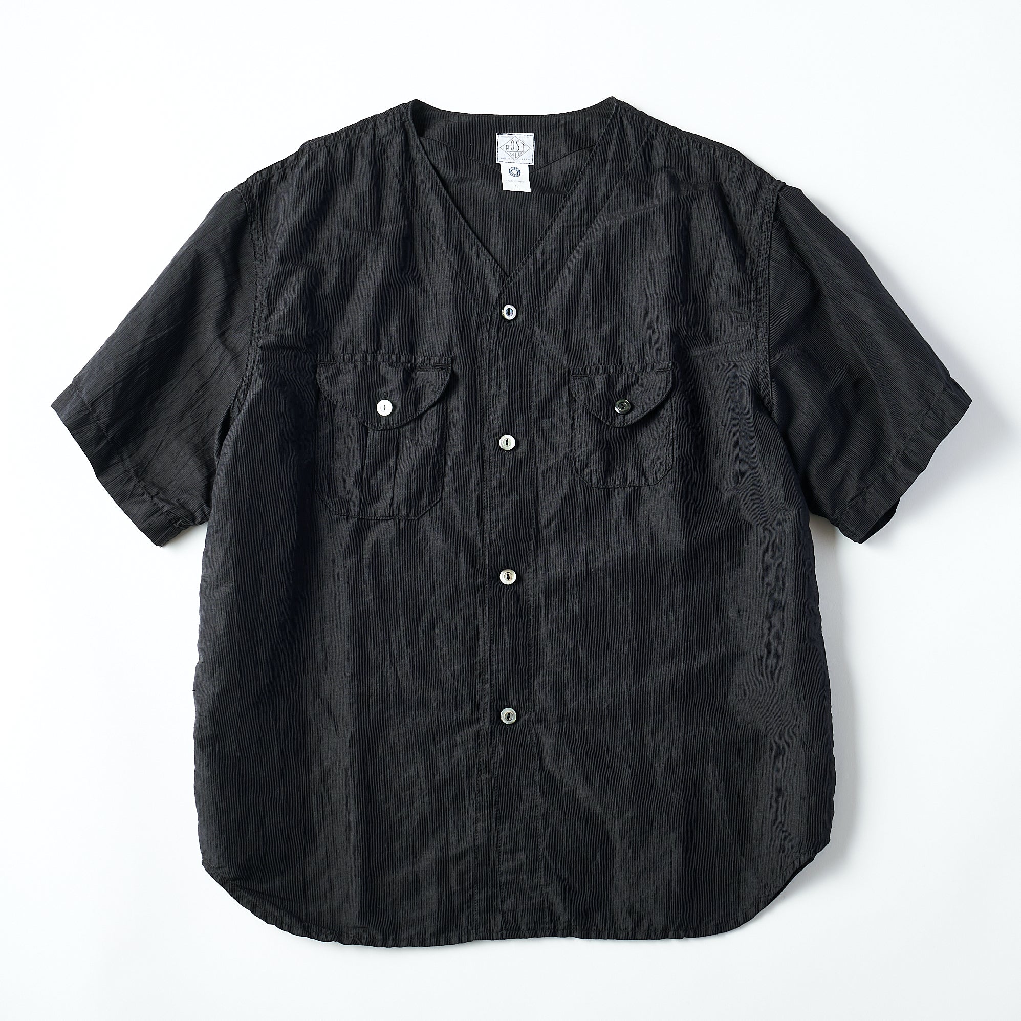 #2219S C-POST DV2 S/S CL1 : crinkle linen/cotton charcoal