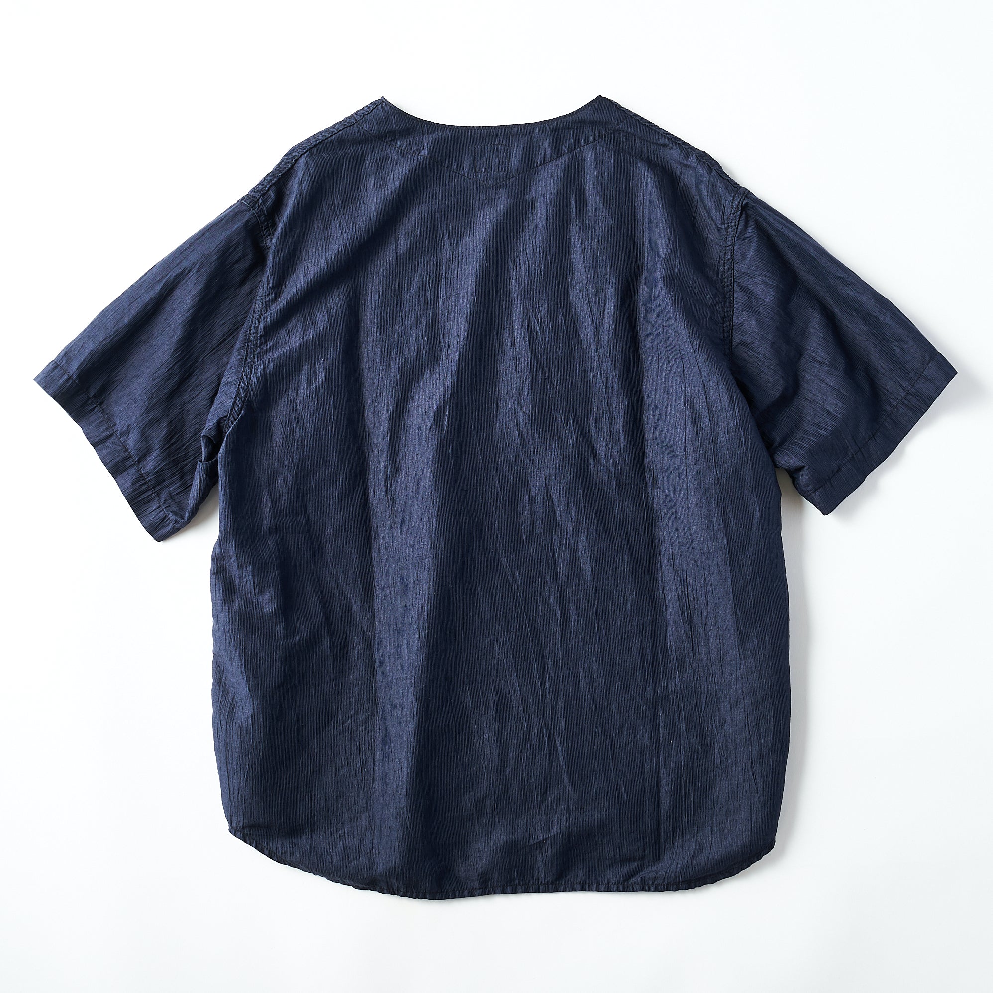 #2219S C-POST DV2 S/S CL2 : crinkle linen/cotton navy