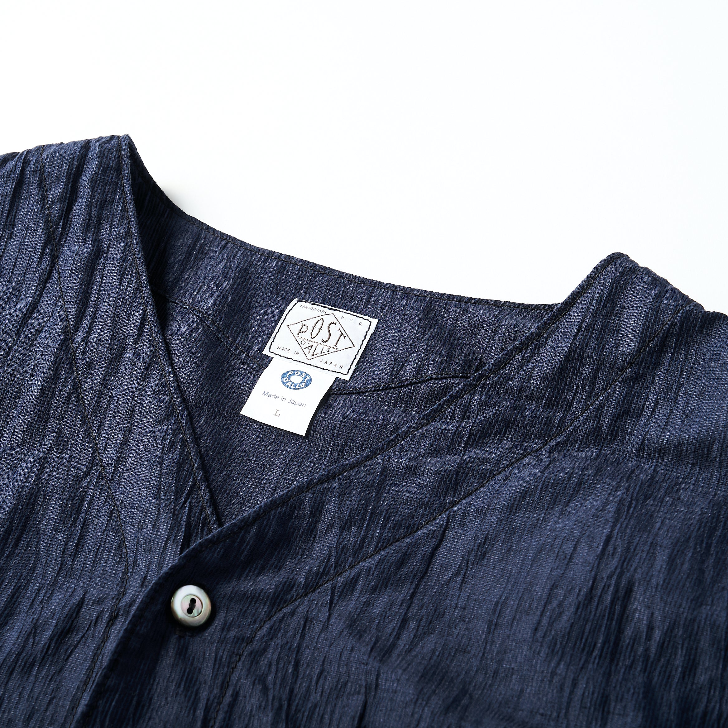 #2219S C-POST DV2 S/S CL2 : crinkle linen/cotton navy