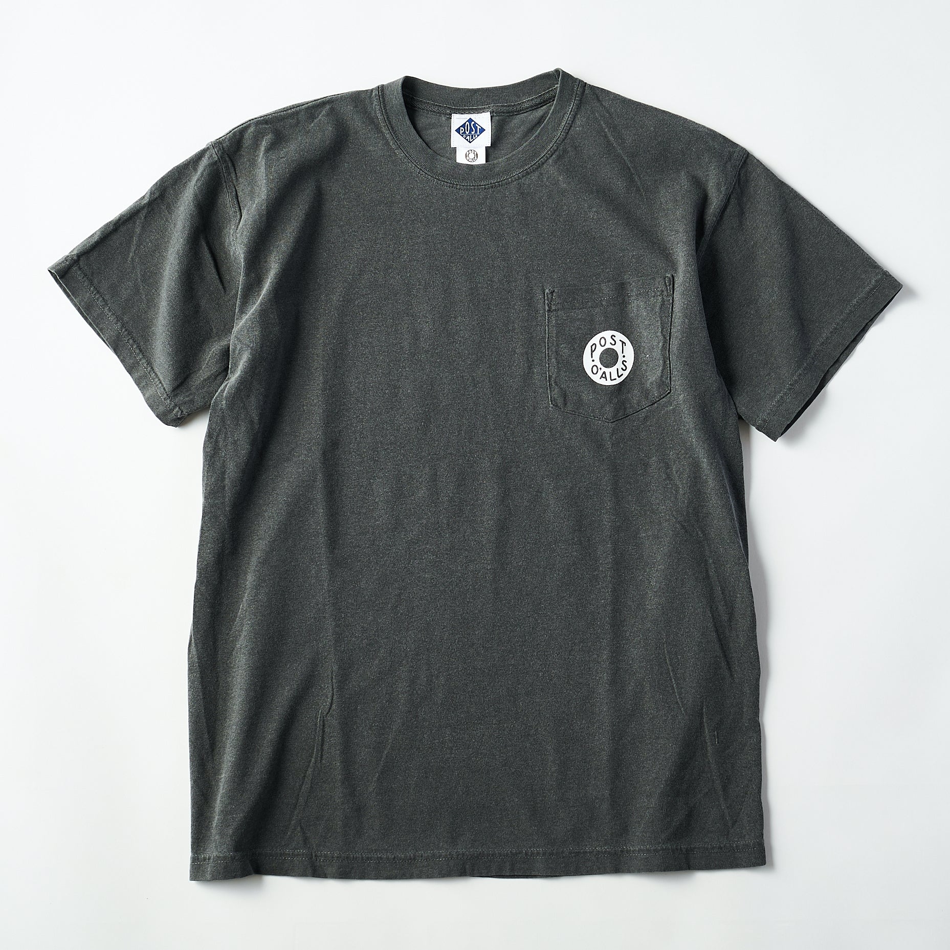 #3005 ESS pocket Tee B2 : pigment dyed cotton jersey charcoal x white