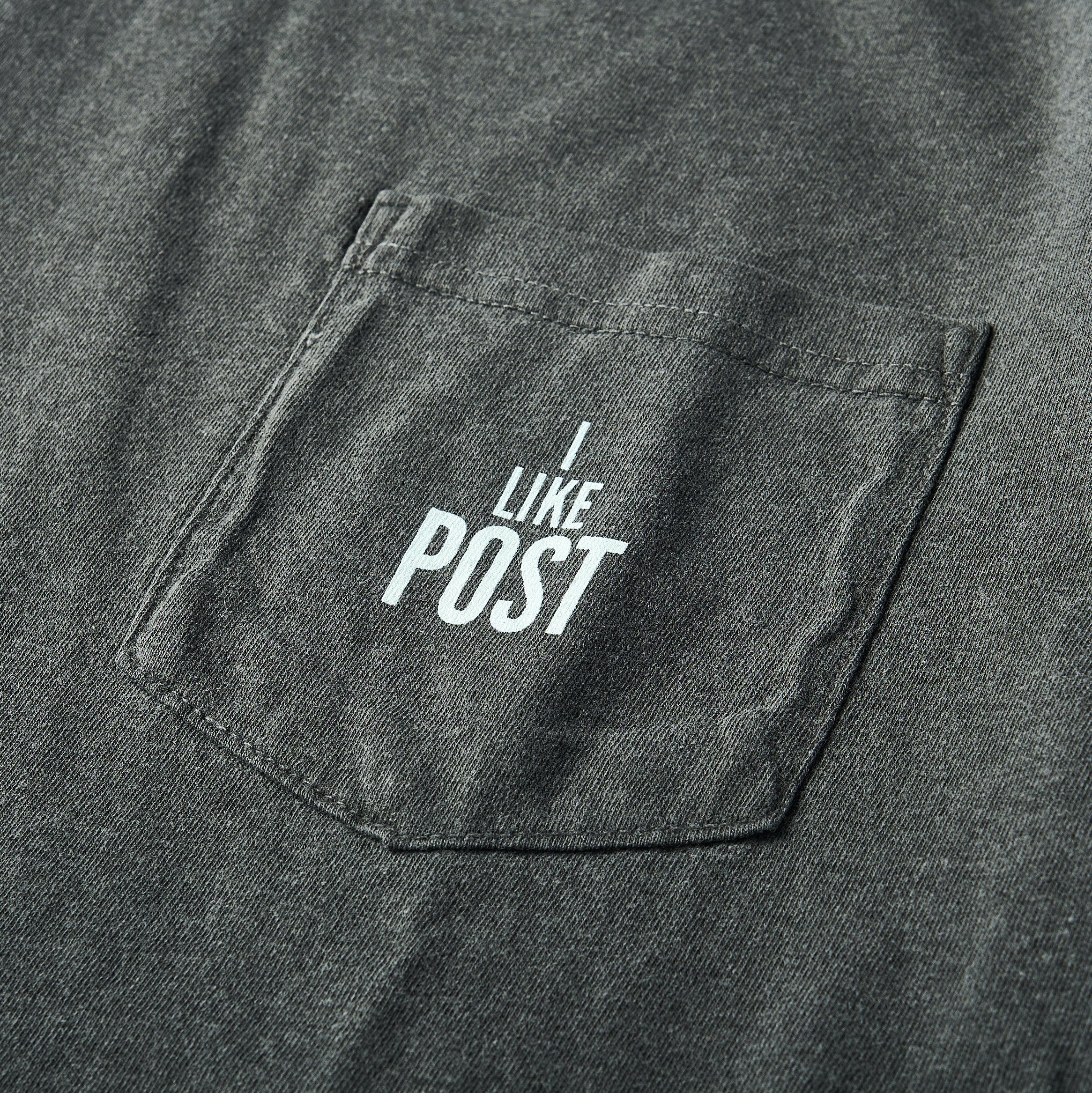 #3004 I like post pocket Tee A2 : pigment dyed cotton jersey charcoal x green