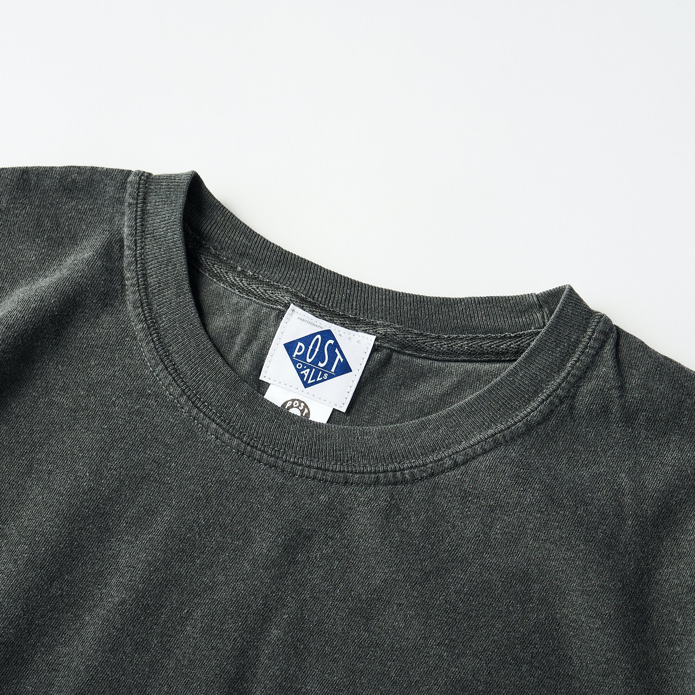 #3004 I like post pocket Tee A2 : pigment dyed cotton jersey charcoal x green