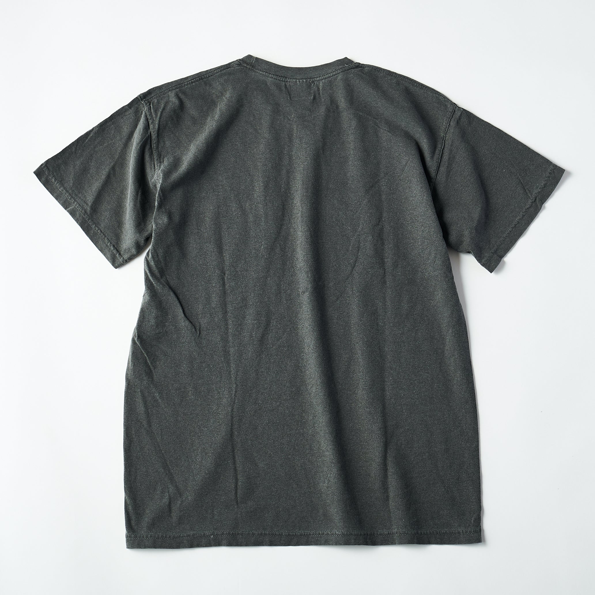 #3004 I like post pocket Tee A2 : pigment dyed cotton jersey charcoal x green