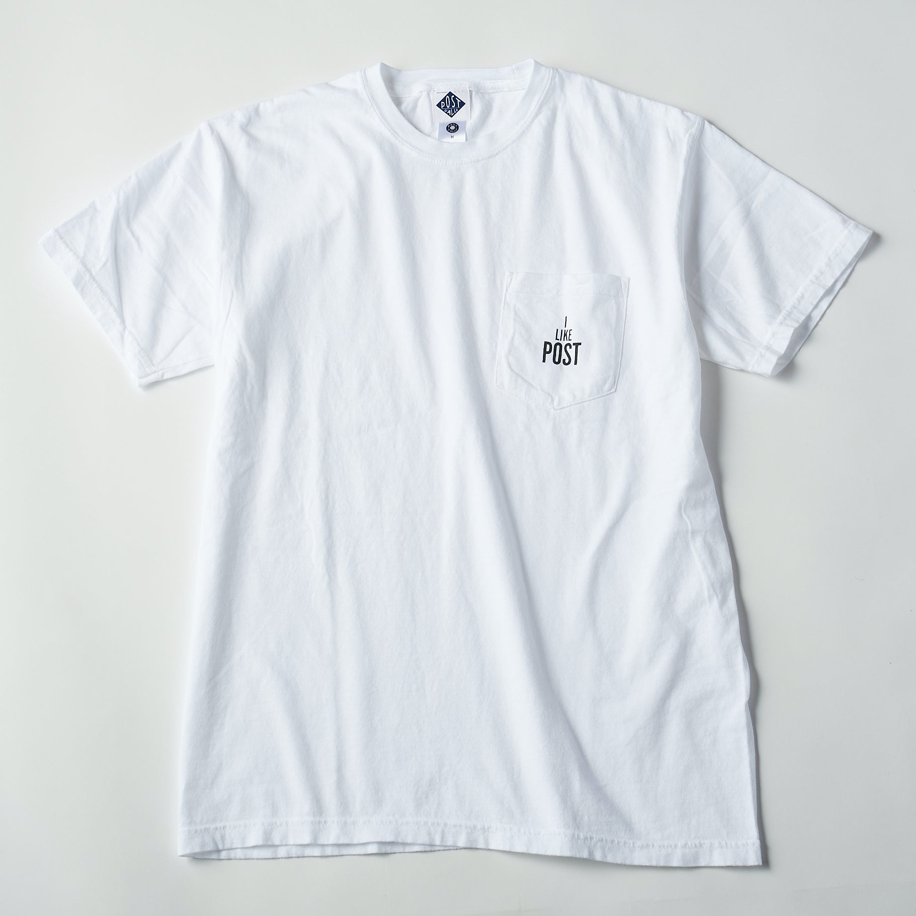 #3004 I like post pocket Tee A1 : pigment dyed cotton jersey white x grey