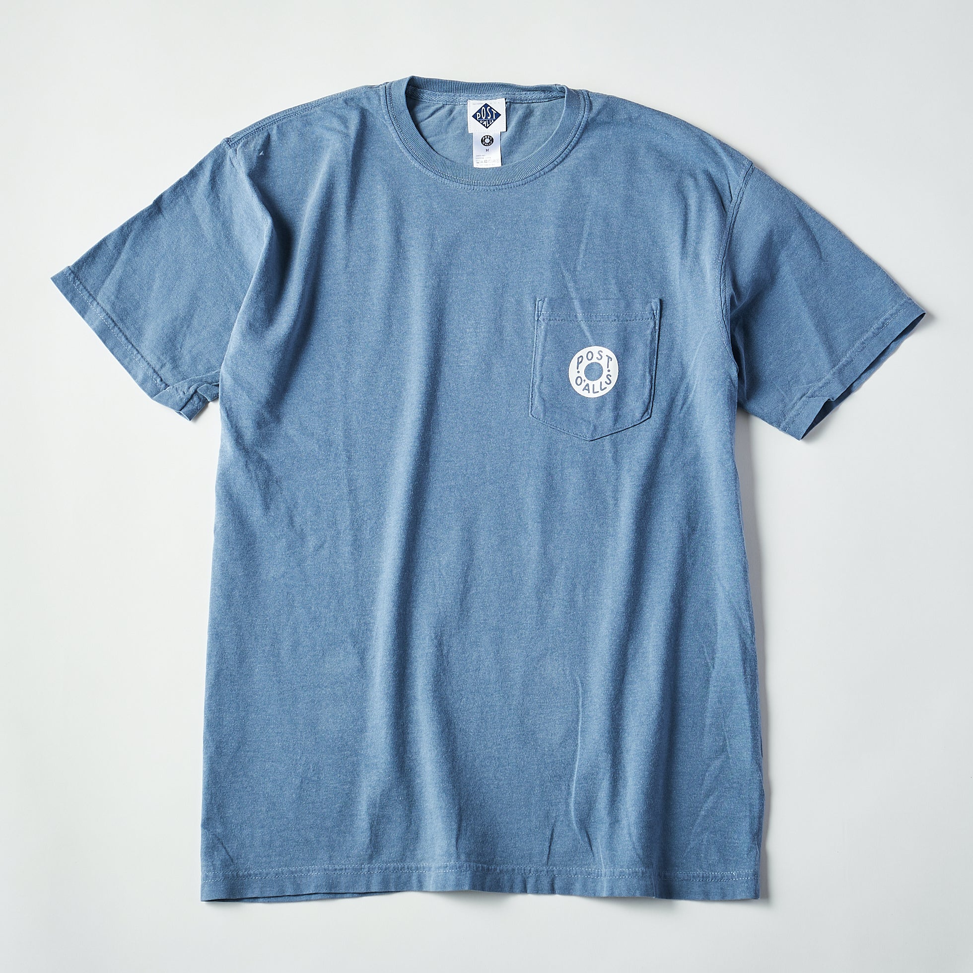 #3005 ESS pocket Tee B3 : pigment dyed cotton jersey blue x white