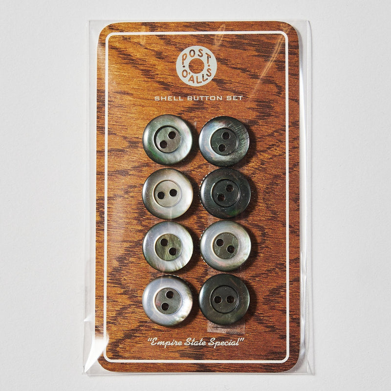Post Overalls : Shirt Shell Button Set (white / black) 8 pieces