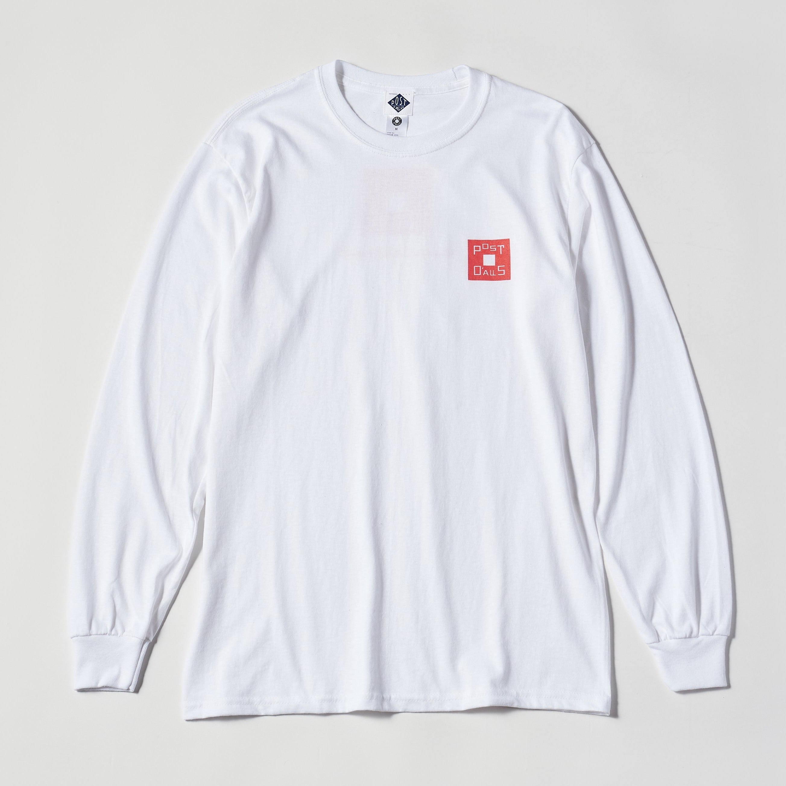 #3704 Square Donut L/S Tee : white x salmon pink 