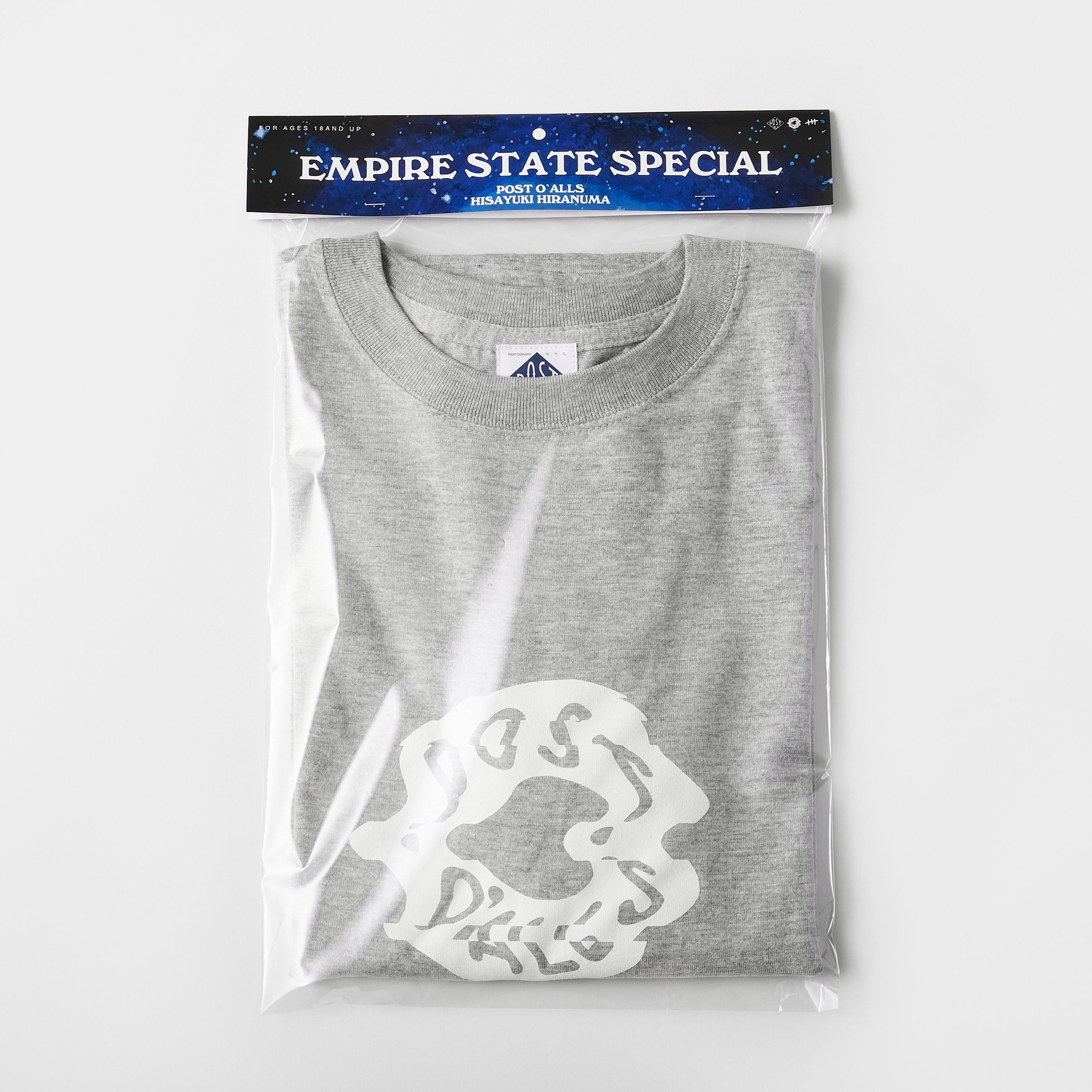 めまい DONUTS Tee : Grey Heather x White Print