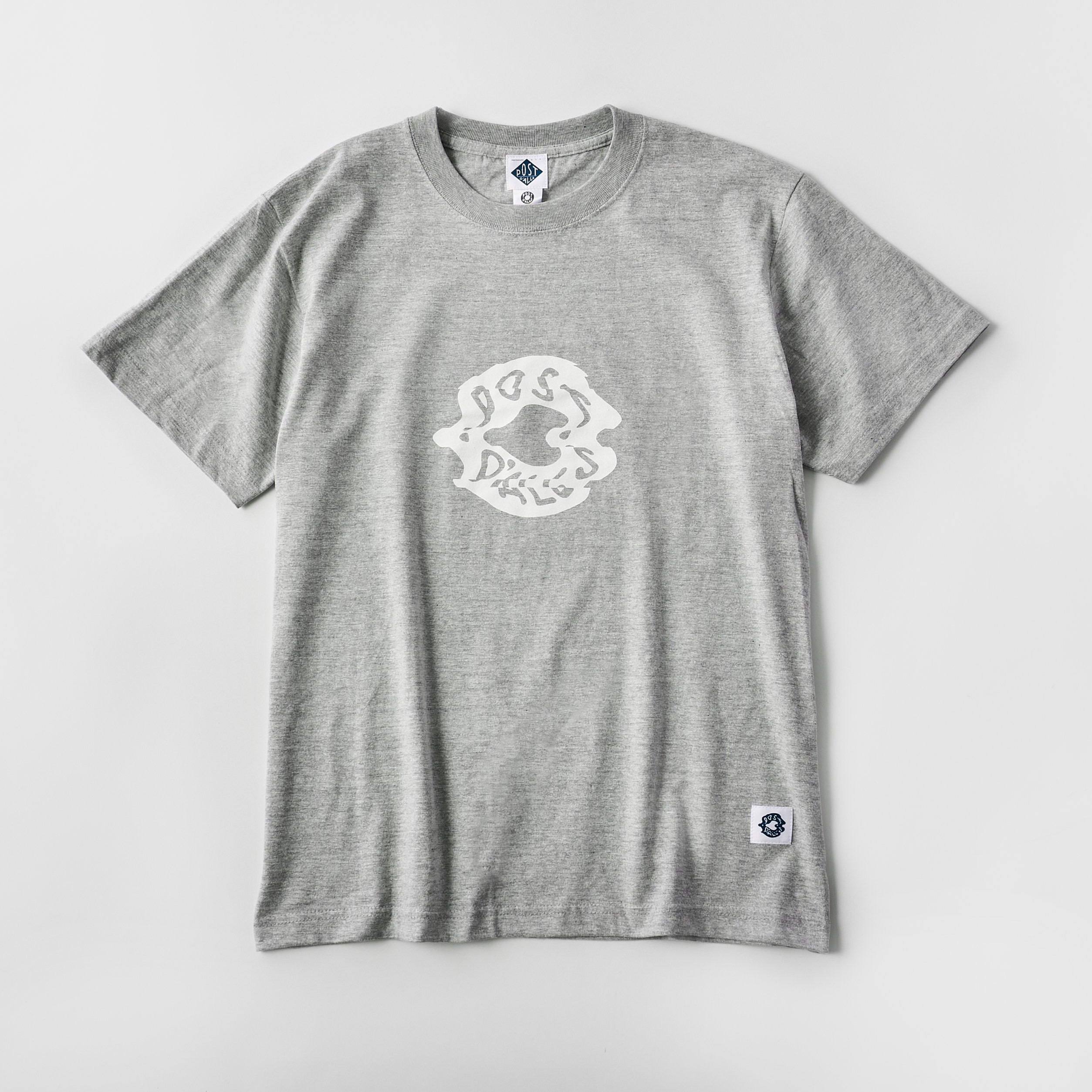 めまい DONUTS Tee : Grey Heather x White Print