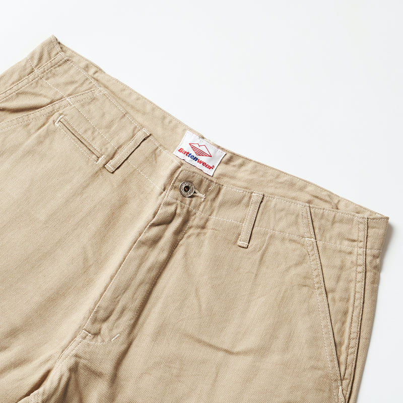 Post Overalls x Battenwear : New Maker Shorts Color Denim khaki 