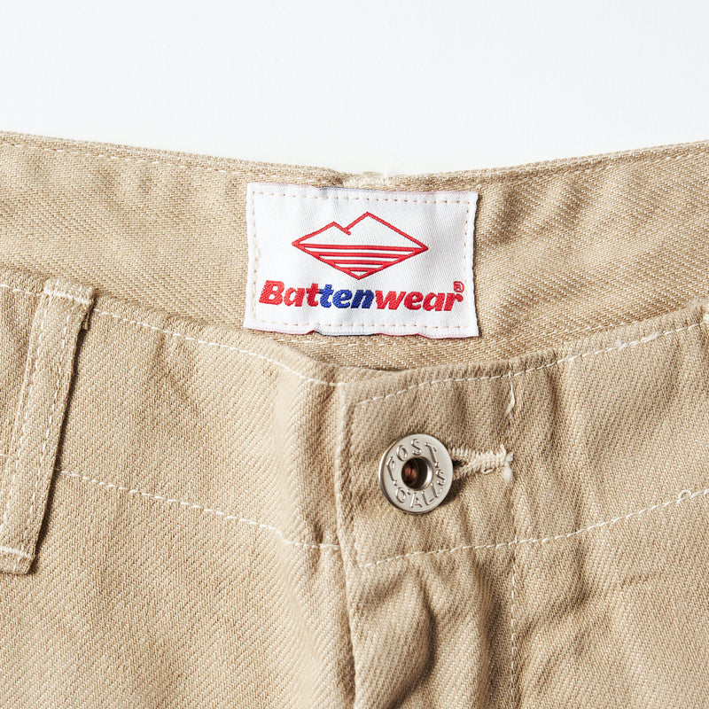 Post Overalls x Battenwear : New Maker Shorts Color Denim khaki
