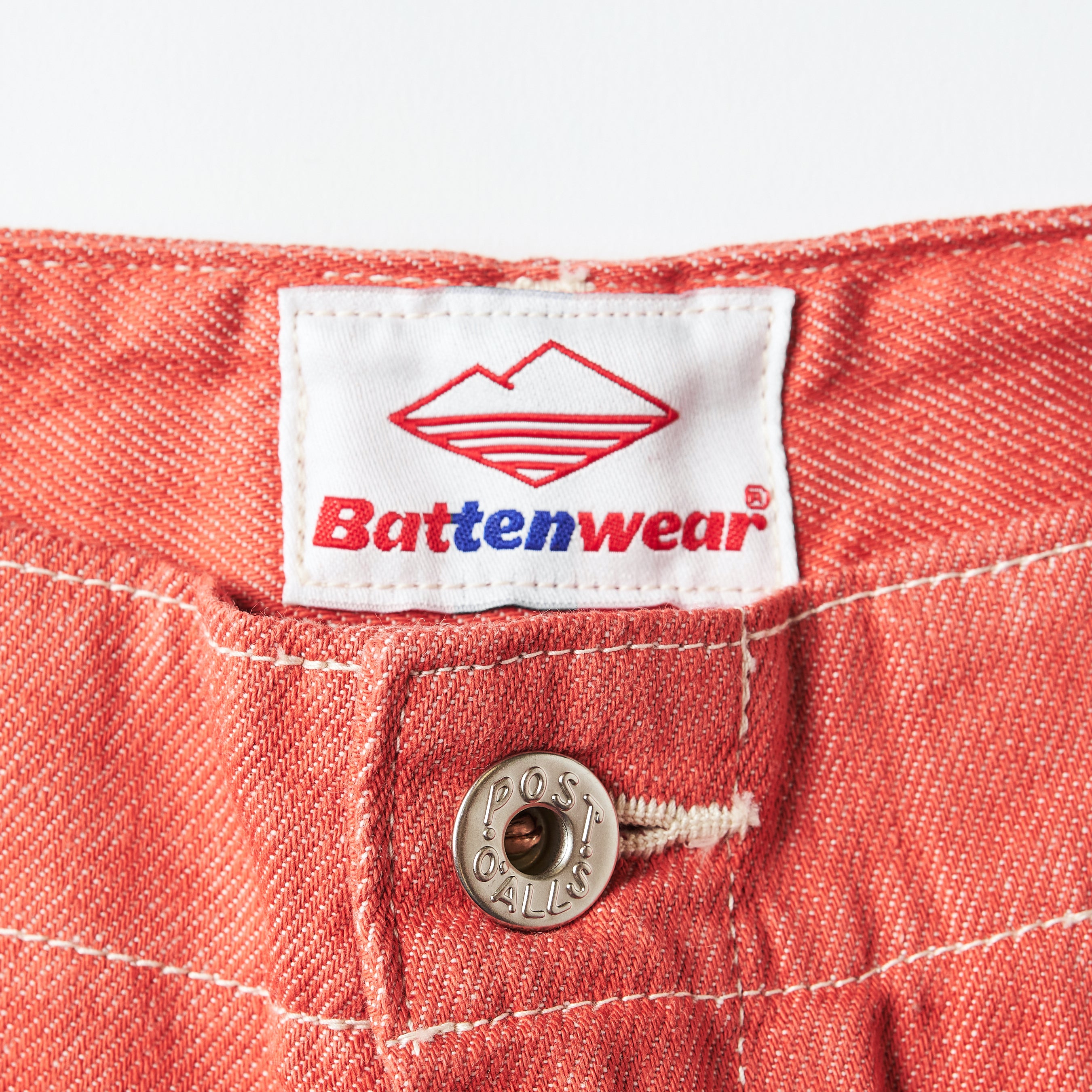 Post Overalls x Battenwear : New Maker Shorts Color Denim salmon